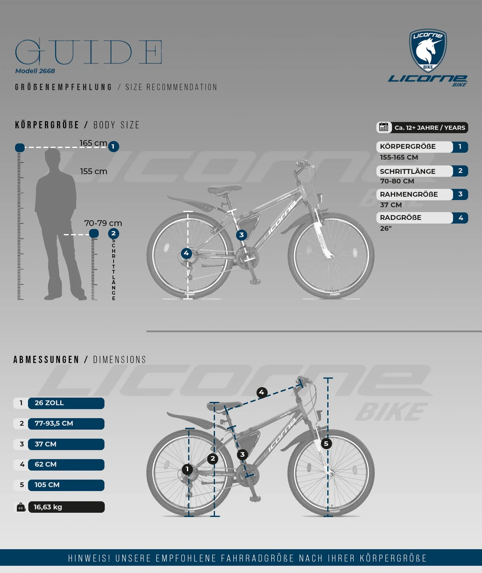 Licorne Bike Guide Premium Mountainbike in 20, 24, 26, 27.5 und 29 Zoll Fahrrad für Mädchen Jungen Herren und Damen (26 Zoll, Weiß/Rosa) - Image 5