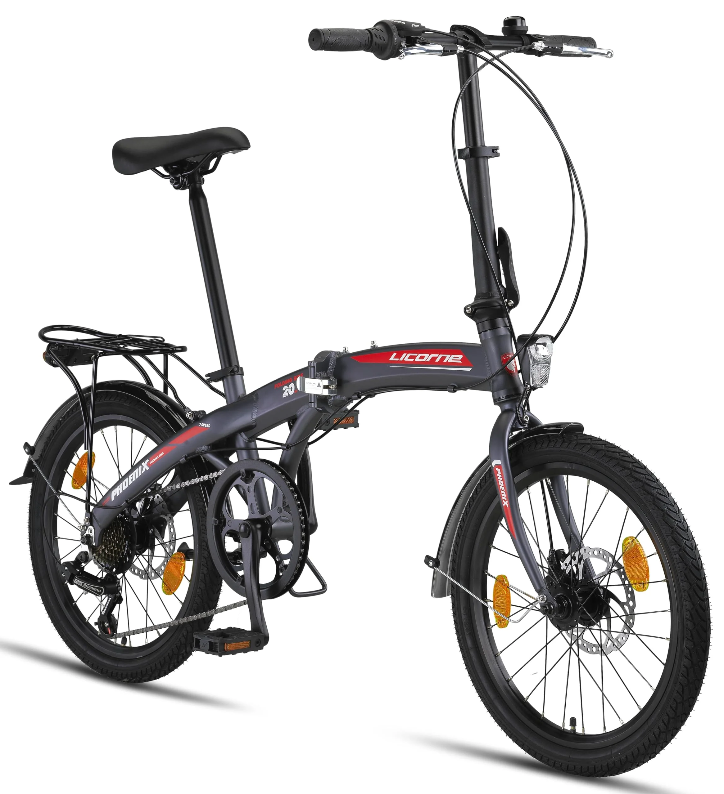 Licorne Bike Phoenix 2D 20 Zoll Aluminium Faltrad Klapprad Scheibenbremse Discbremse Faltfahrrad Herren Damen 7 Gang Kettenschaltung Folding City Bike Alu-Rahmen StVZO - Image 3