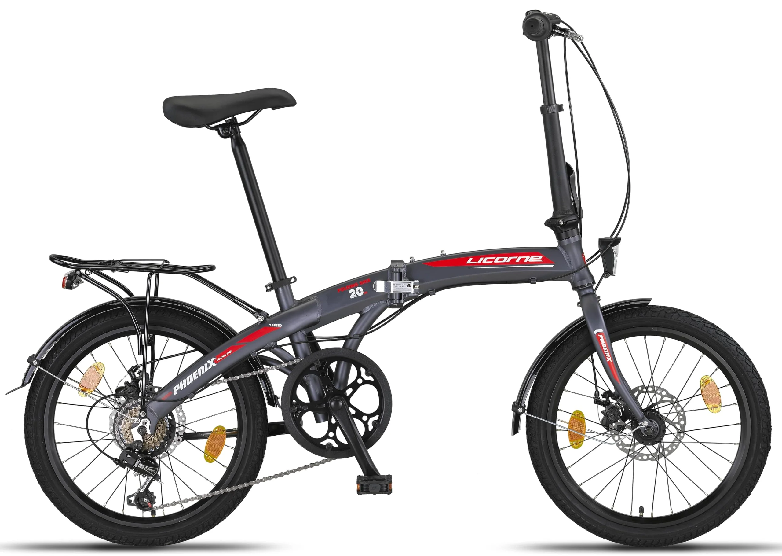 Licorne Bike Phoenix 2D 20 Zoll Aluminium Faltrad Klapprad Scheibenbremse Discbremse Faltfahrrad Herren Damen 7 Gang Kettenschaltung Folding City Bike Alu-Rahmen StVZO - Image 4
