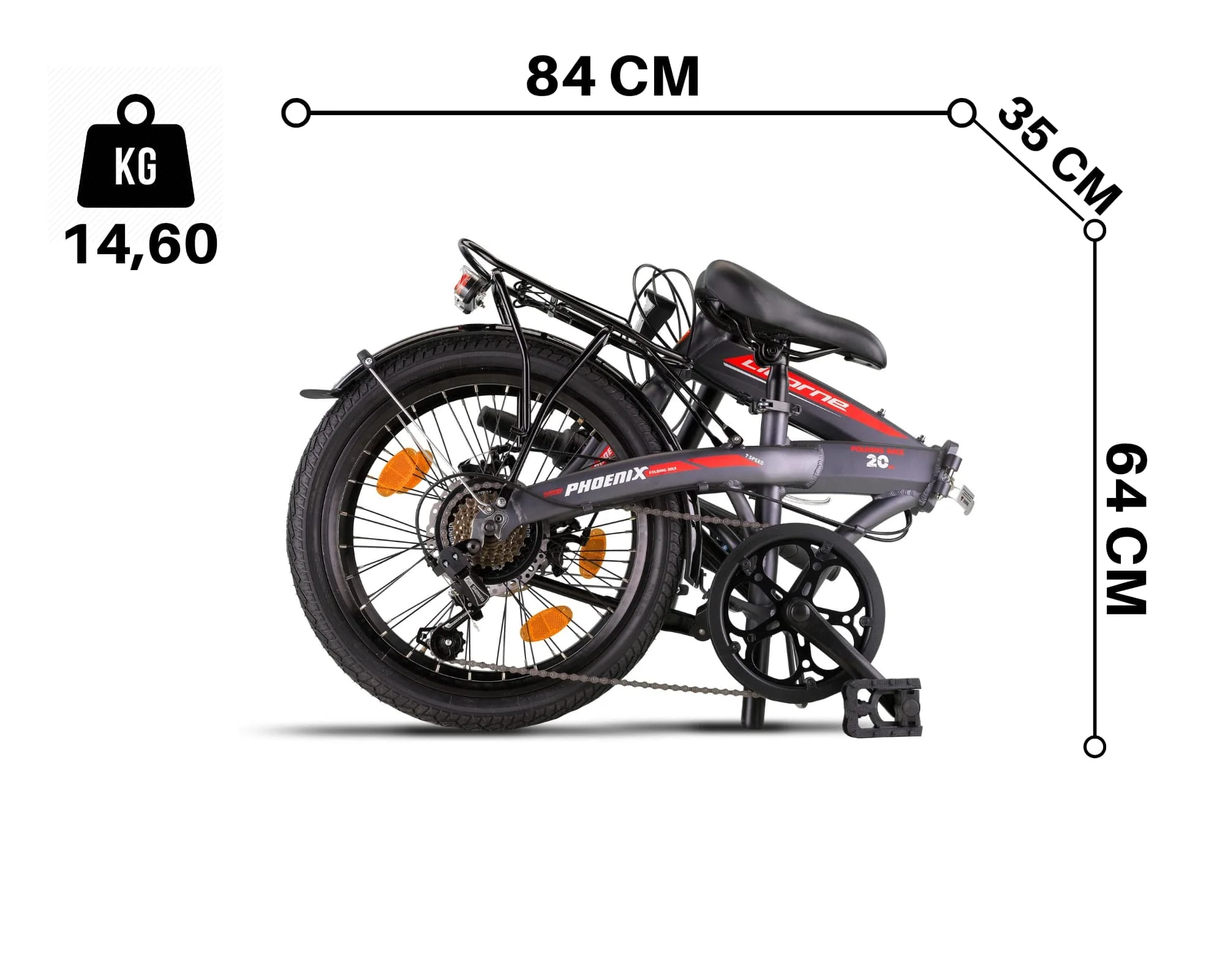 Licorne Bike Phoenix 2D 20 Zoll Aluminium Faltrad Klapprad Scheibenbremse Discbremse Faltfahrrad Herren Damen 7 Gang Kettenschaltung Folding City Bike Alu-Rahmen StVZO - Image 6
