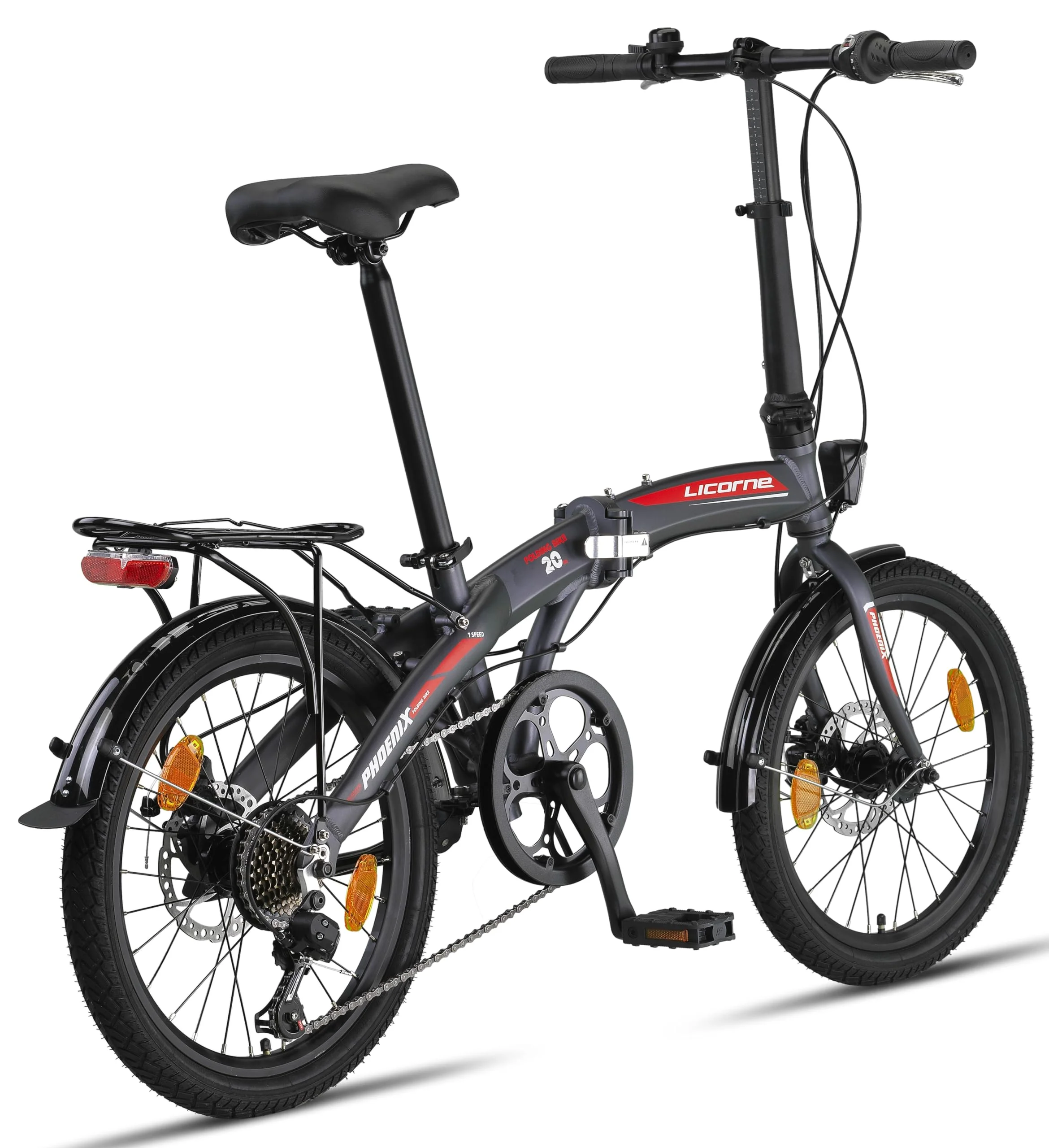 Licorne Bike Phoenix 2D 20 Zoll Aluminium Faltrad Klapprad Scheibenbremse Discbremse Faltfahrrad Herren Damen 7 Gang Kettenschaltung Folding City Bike Alu-Rahmen StVZO - Image 8