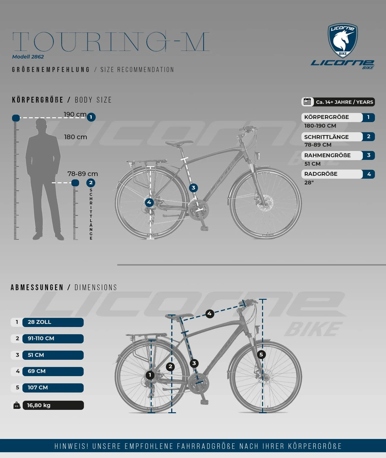 Licorne Bike Premium Touring Trekking Bike in 28 Zoll Aluminium Scheibenbremse Fahrrad für Jungen, Mädchen, Damen und Herren - 21 Gang-Schaltung - Mountainbike - Crossbike (Herren, Schwarz) - Image 3