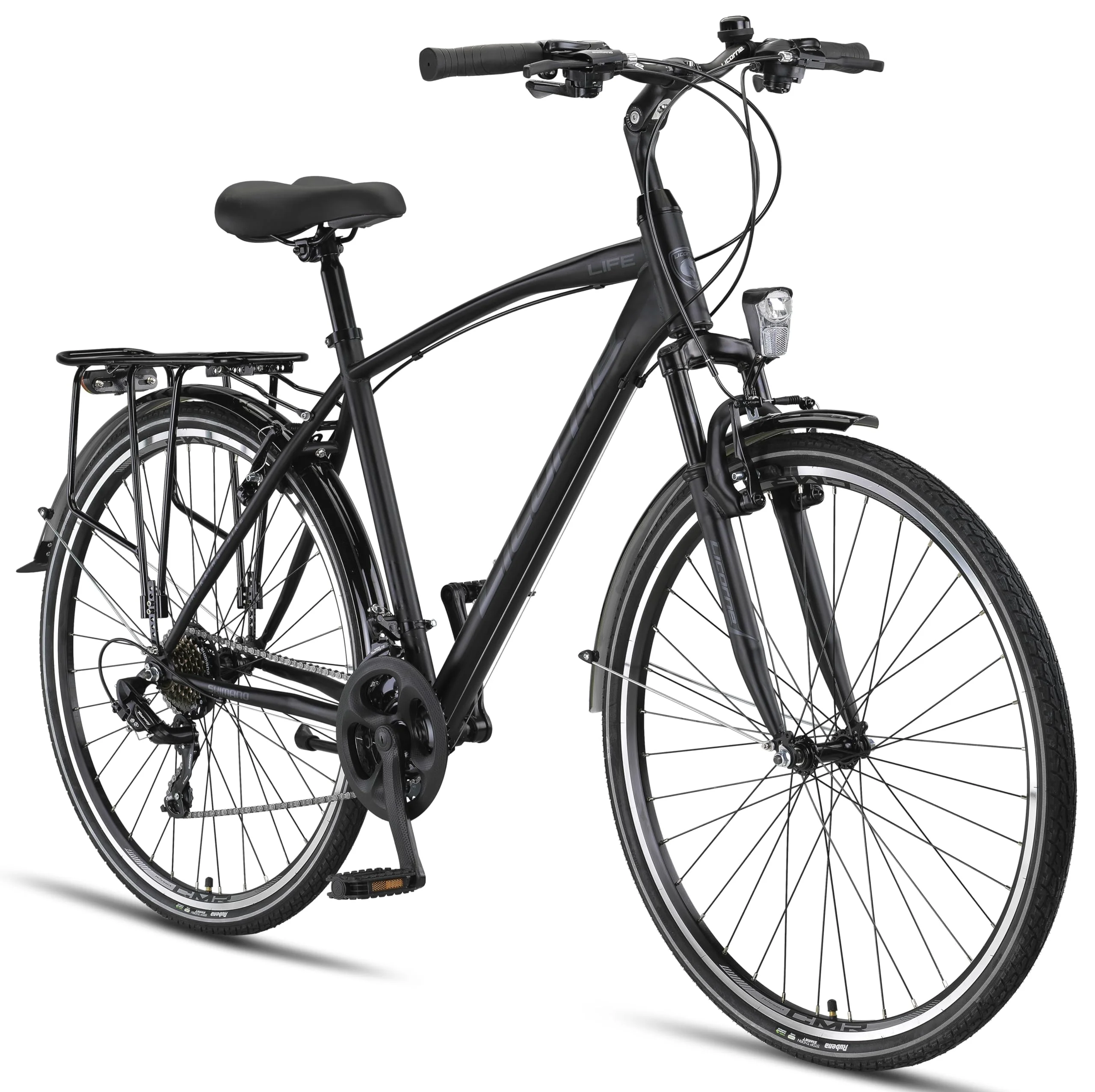 Licorne Bike Premium Trekking Bike in 28 Zoll - Fahrrad für Herren, Jungen, Damen und Herren - 21 Gang-Schaltung - Herren Citybike - Männerfahrrad - Life M-V-ATB - Schwarz/Grau - Image 2