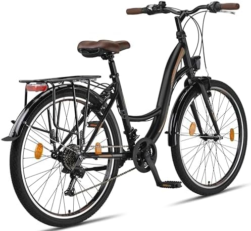 Licorne Bike Stella Premium City Bike in 24,26 und 28 Zoll - Fahrrad für Mädchen, Jungen, Herren und Damen - 21 Gang-Schaltung - Hollandfahrrad Citybike (Schwarz, 26.00) - Image 5
