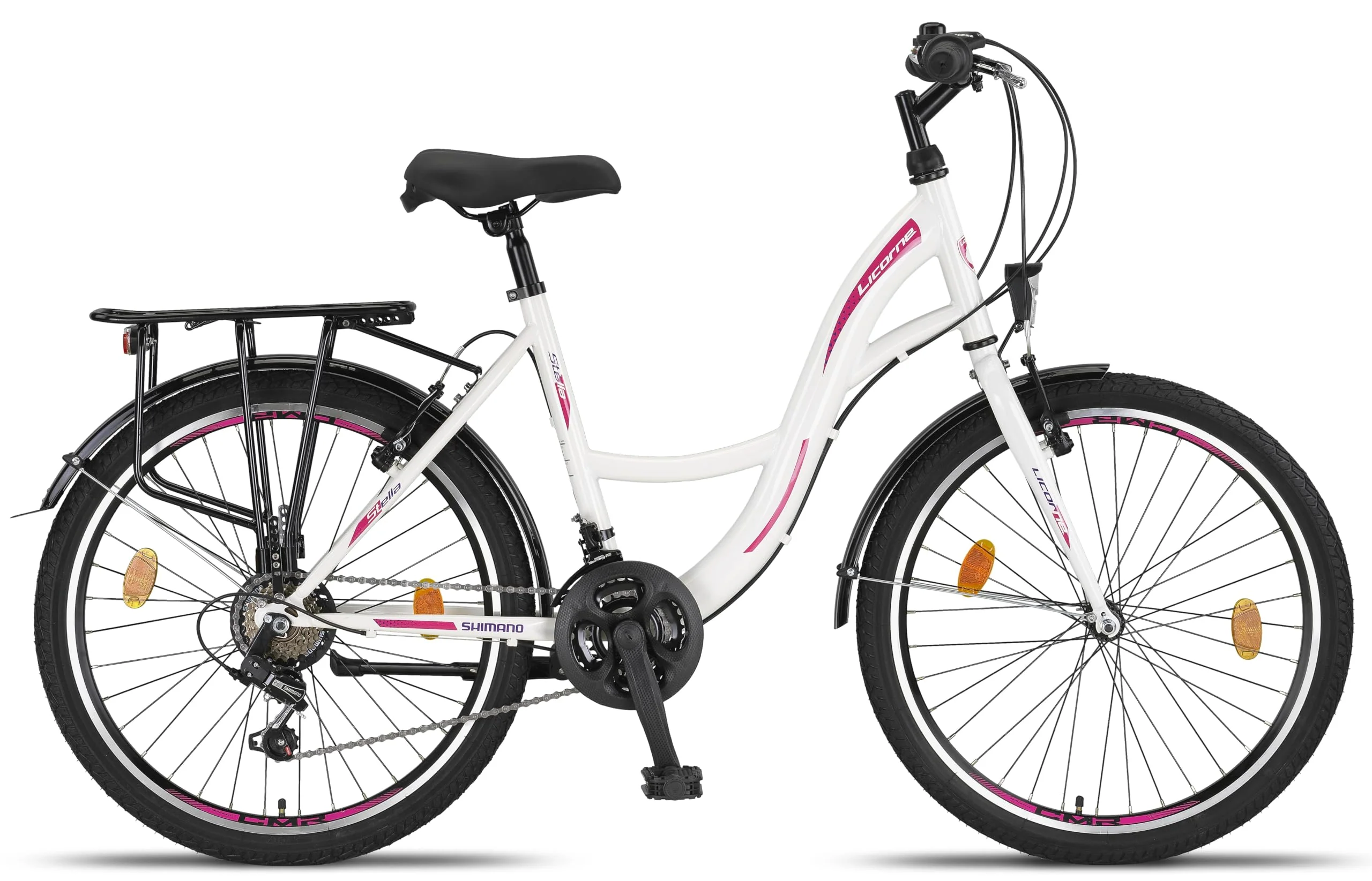 Licorne Bike Stella Premium City Bike in 24,26 und 28 Zoll - Fahrrad für Mädchen, Jungen, Herren und Damen - 21 Gang-Schaltung - Hollandfahrrad Citybike (Weiss, 24.00) - Image 5