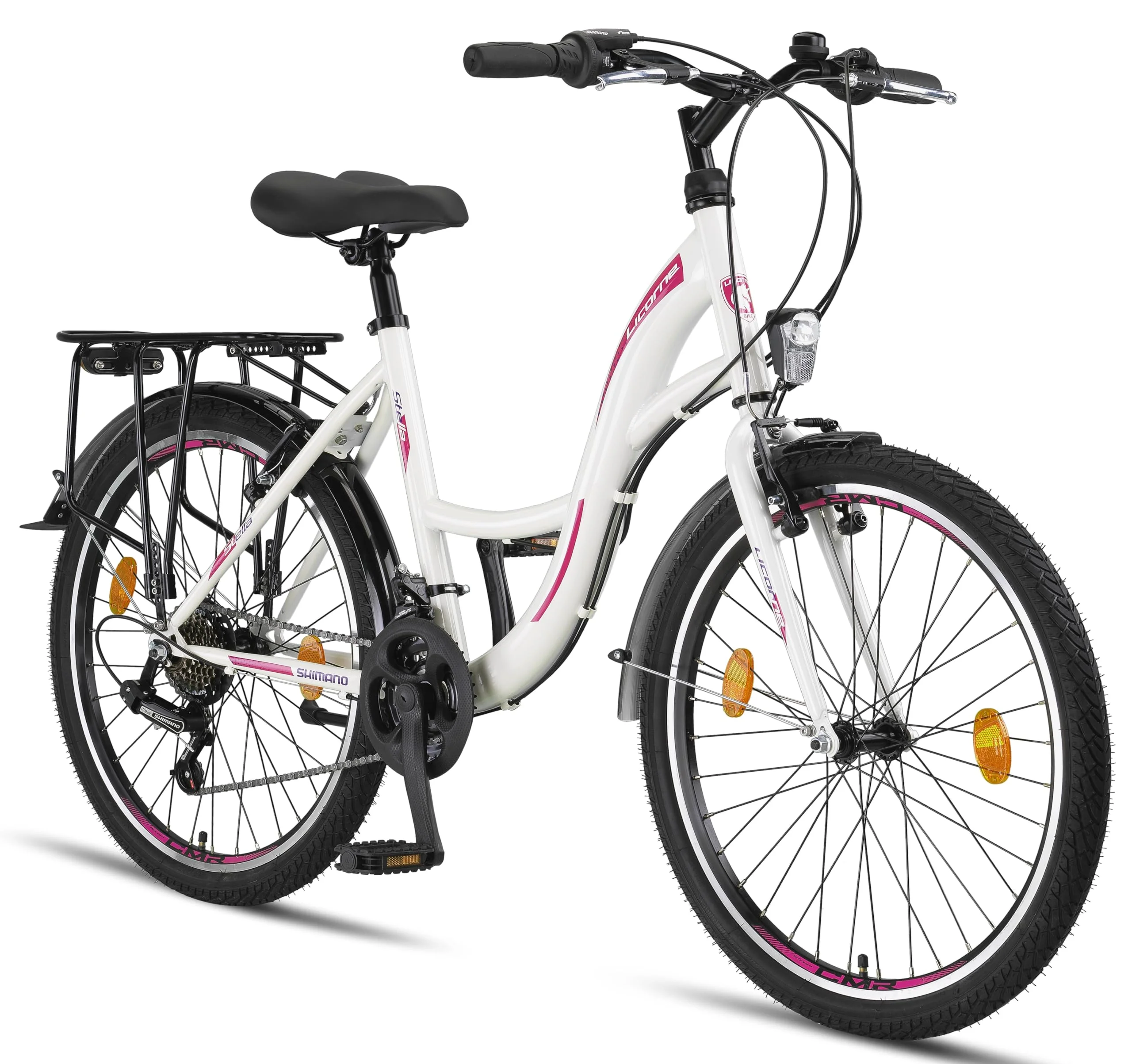 Licorne Bike Stella Premium City Bike in 24,26 und 28 Zoll - Fahrrad für Mädchen, Jungen, Herren und Damen - 21 Gang-Schaltung - Hollandfahrrad Citybike (Weiss, 24.00) - Image 6