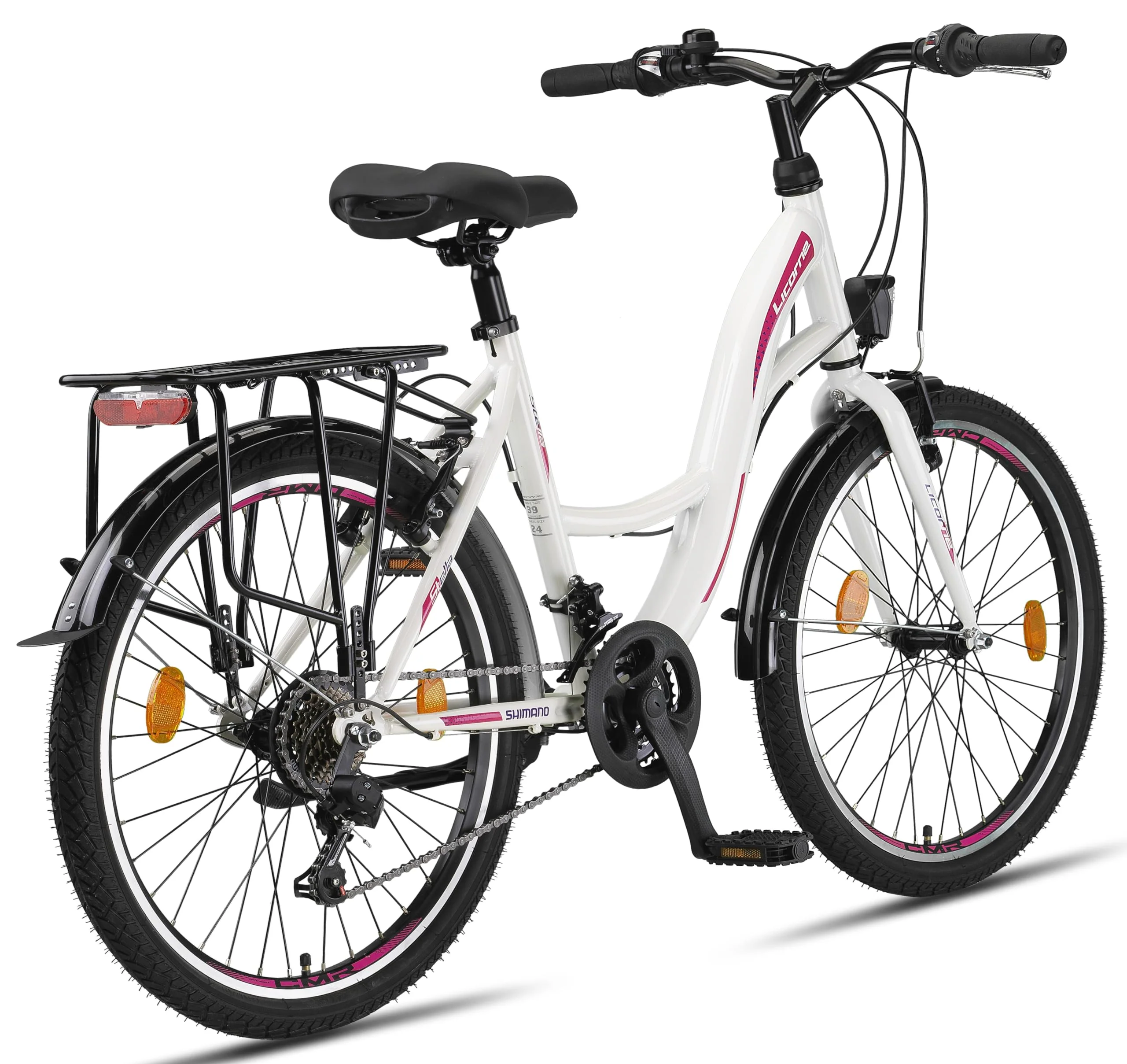 Licorne Bike Stella Premium City Bike in 24,26 und 28 Zoll - Fahrrad für Mädchen, Jungen, Herren und Damen - 21 Gang-Schaltung - Hollandfahrrad Citybike (Weiss, 24.00) - Image 7