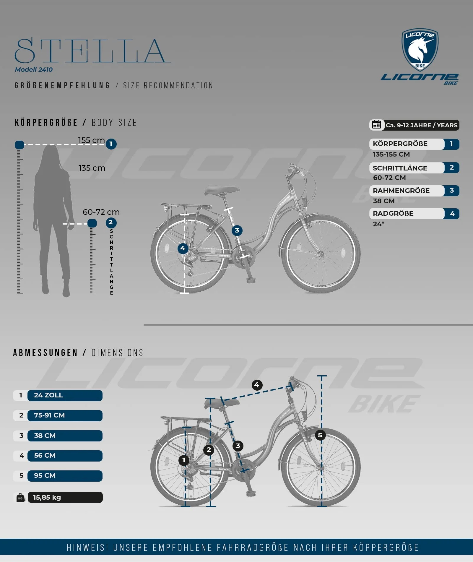 Licorne Bike Stella Premium City Bike in 24,26 und 28 Zoll - Fahrrad für Mädchen, Jungen, Herren und Damen - 21 Gang-Schaltung - Hollandfahrrad Citybike (Weiss, 24.00) - Image 8