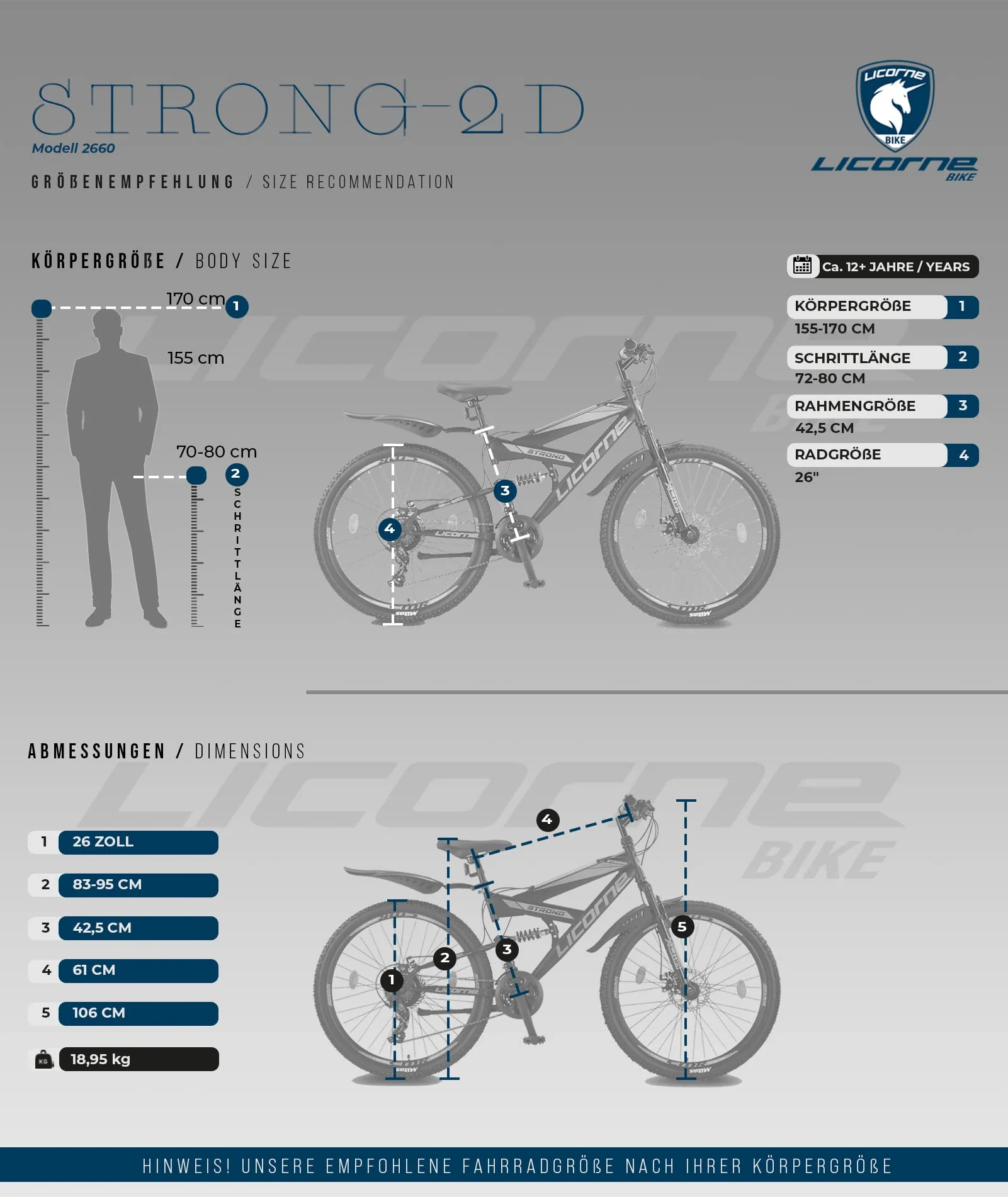 Licorne Bike Strong D Premium Mountainbike in 26 Zoll - Fahrrad für Jungen, Mädchen, Damen und Herren - Scheibenbremse vorne und hinten-Shimano 21 Gang-Schaltung-Vollfederung - Image 5