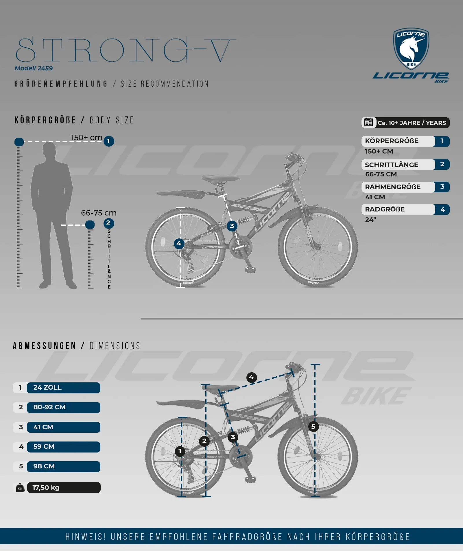 Licorne Bike Strong V Premium Mountainbike in 24 Zoll - Fahrrad für Jungen, Mädchen, Damen und Herren - 21 Gang-Schaltung - Vollfederung - Image 4