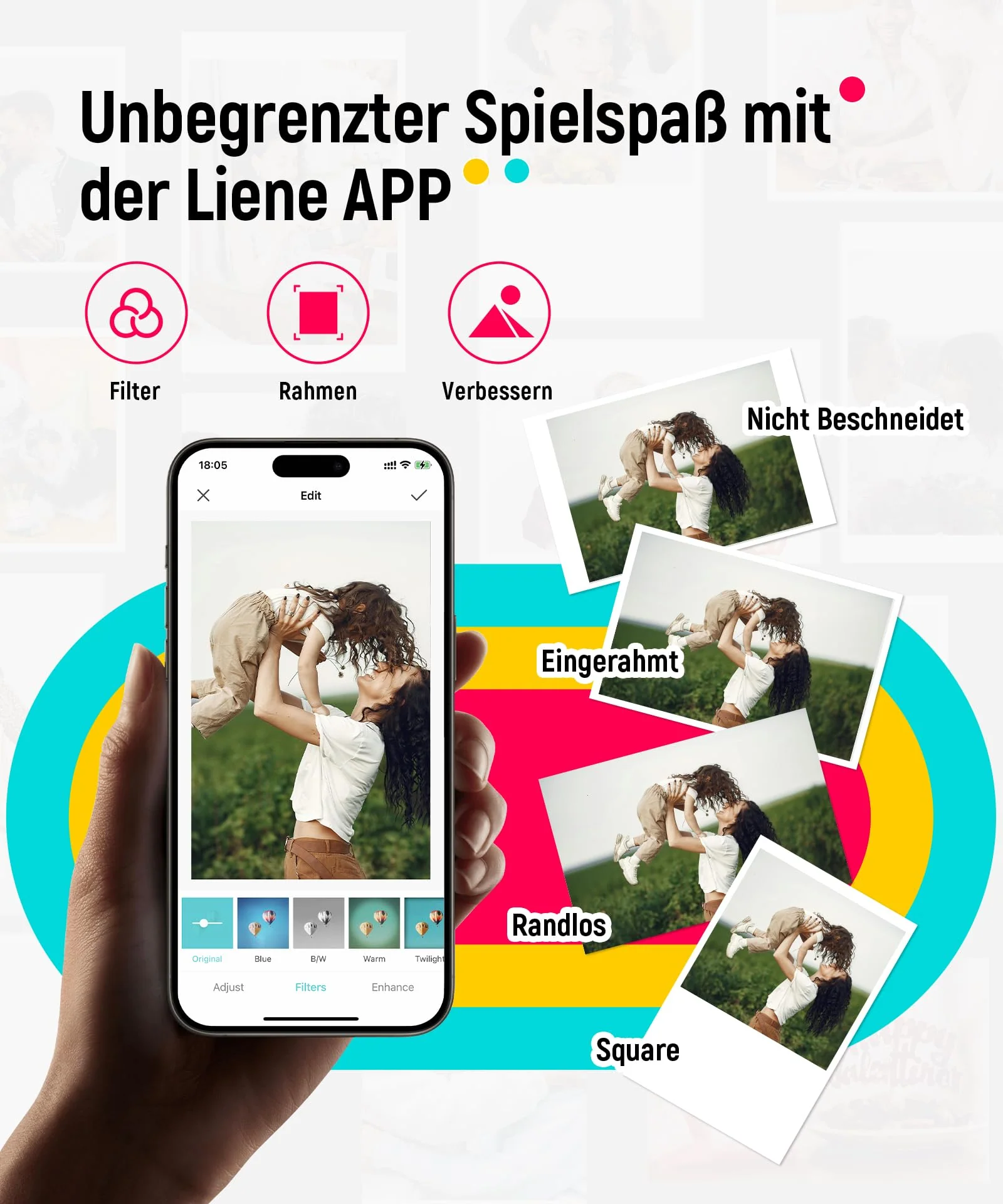 Liene Pearl K100 Fotodrucker Smartphone, Tragbarer Sofortbilddrucker mit 50 Zink-Klebepapier, Bluetooth 5.0, kompatibel mit iOS/Android, Kleiner Fotodrucker für iPhone (Grün) - Image 6