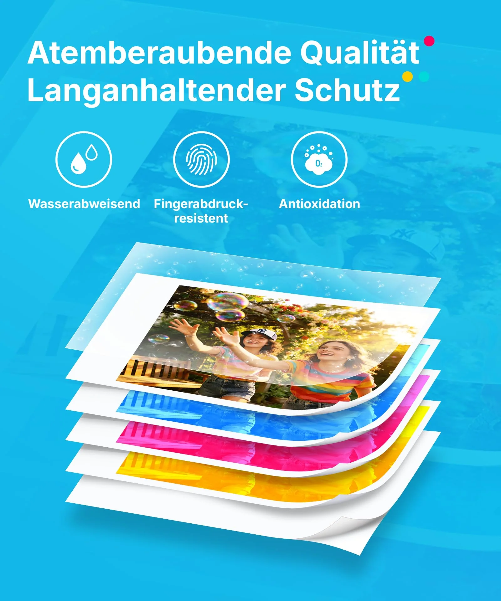 Liene Pearl N200 Pro Tragbarer Mini Fotodrucker mit Farbsublimation – Inkl. 10 Selbstklebende Fotos (5x7,6 cm) & Farbband, Bluetooth, 300 DPI, Sofortbilddrucker für iPhone & Android, Akku, in Gold - Image 5