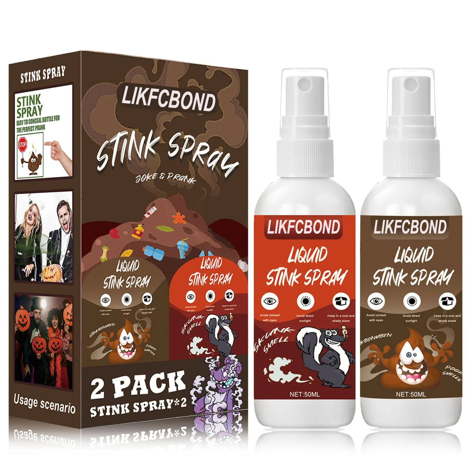 LIKFCBOND Extrastarkes Stinkspray, Stinkender Flüssiges Stinkspray, Funny Party Prank Stink Spray, Ultimate Prank Packs for Adults, Schrecklicher Geruch Flüssiger Stinkspray, 2 Stück - 100ML