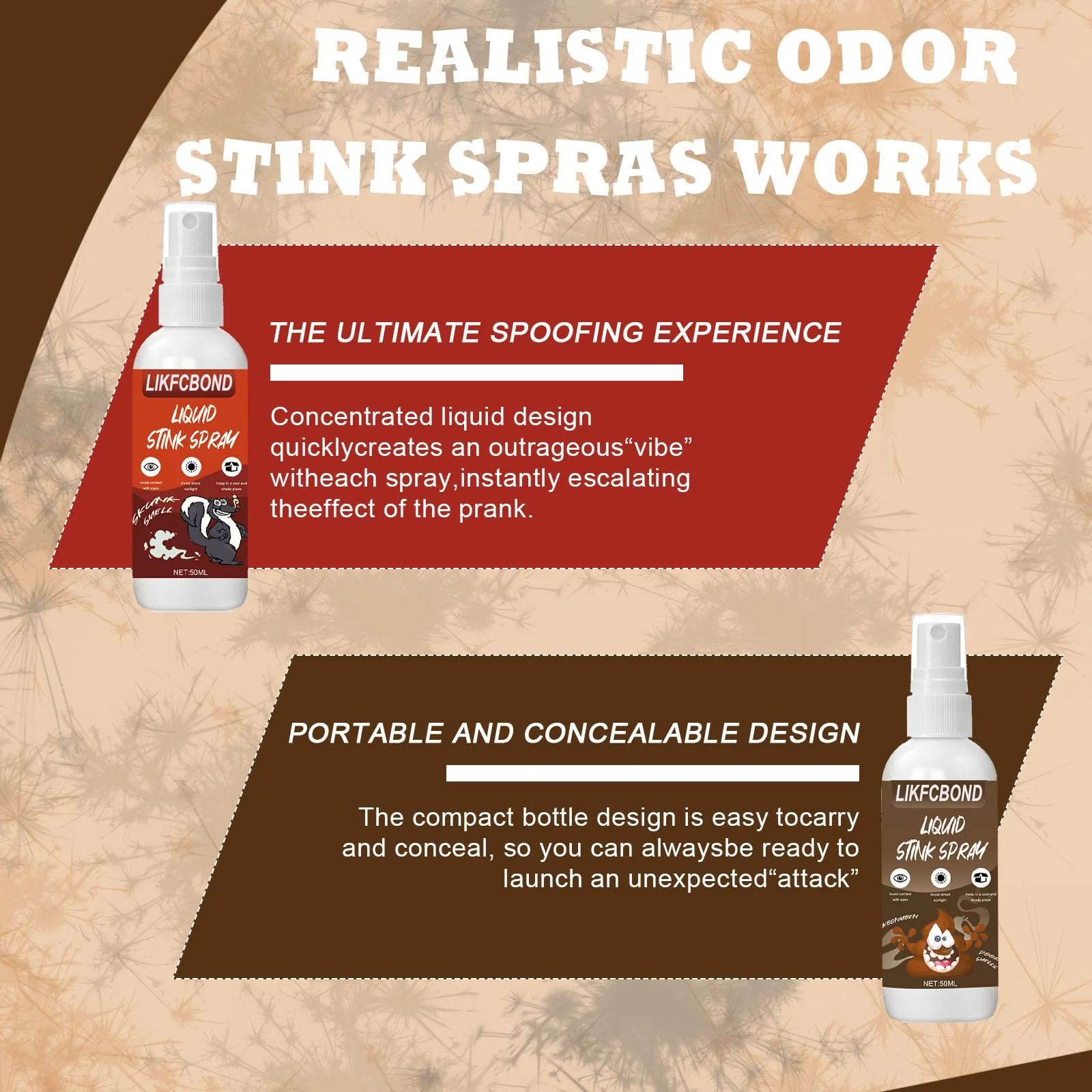 LIKFCBOND Extrastarkes Stinkspray, Stinkender Flüssiges Stinkspray, Funny Party Prank Stink Spray, Ultimate Prank Packs for Adults, Schrecklicher Geruch Flüssiger Stinkspray, 2 Stück - 100ML - Image 2