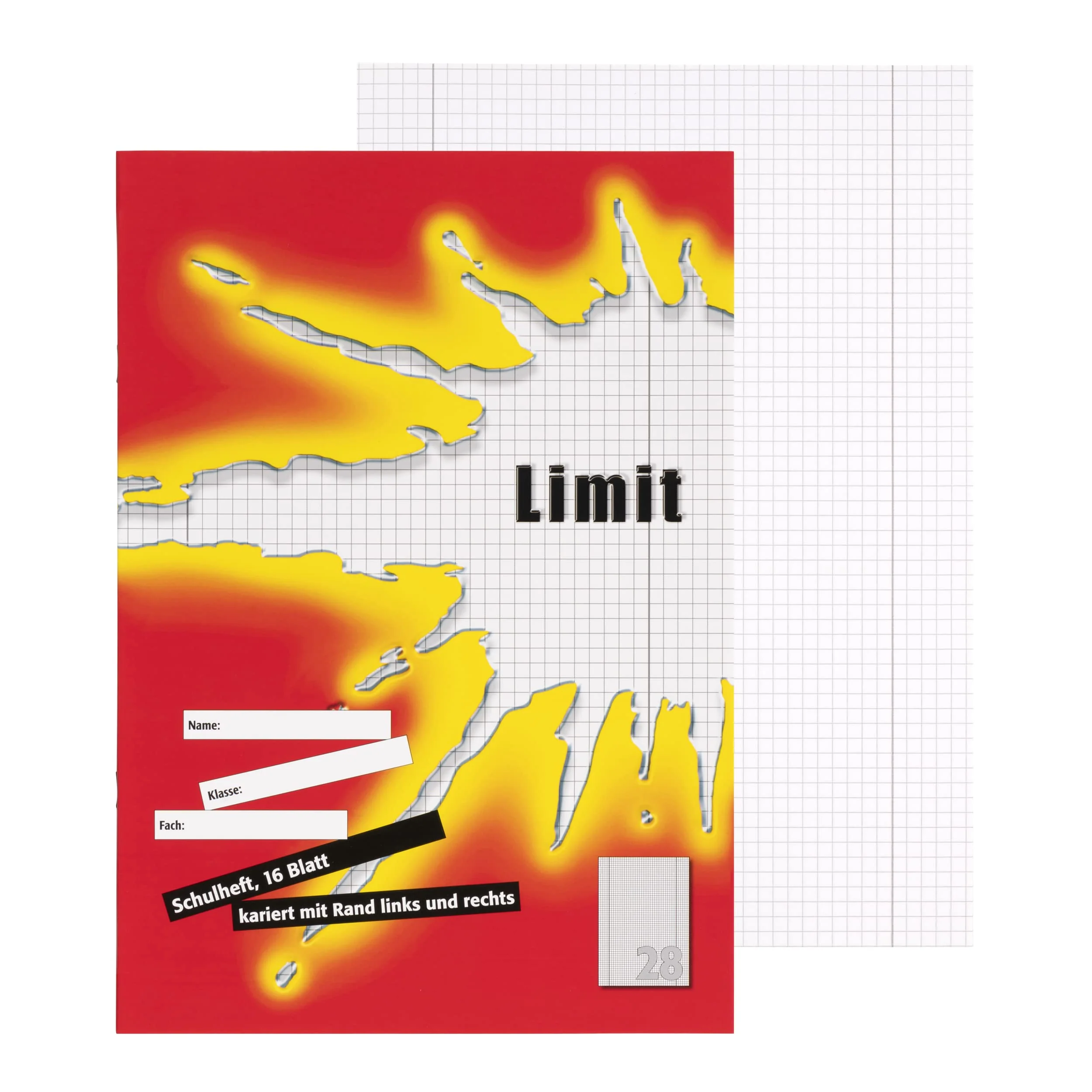 Limit Schulheft A4, 16 Blatt, Lineatur 28, kariert mit Rand, rot, 10 Stück - Image 7