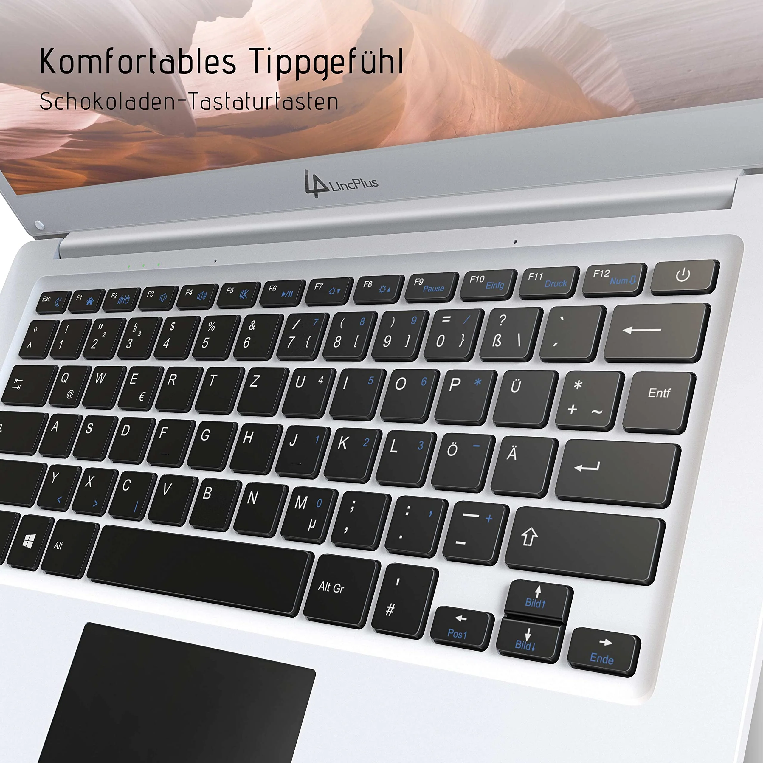 LincPlus Laptop Notebook 14 Zoll Full HD 4GB RAM + 128GB Netbook mit QWERTZ Tastaturlayout für Home/Office, Windows 10 S - Image 5