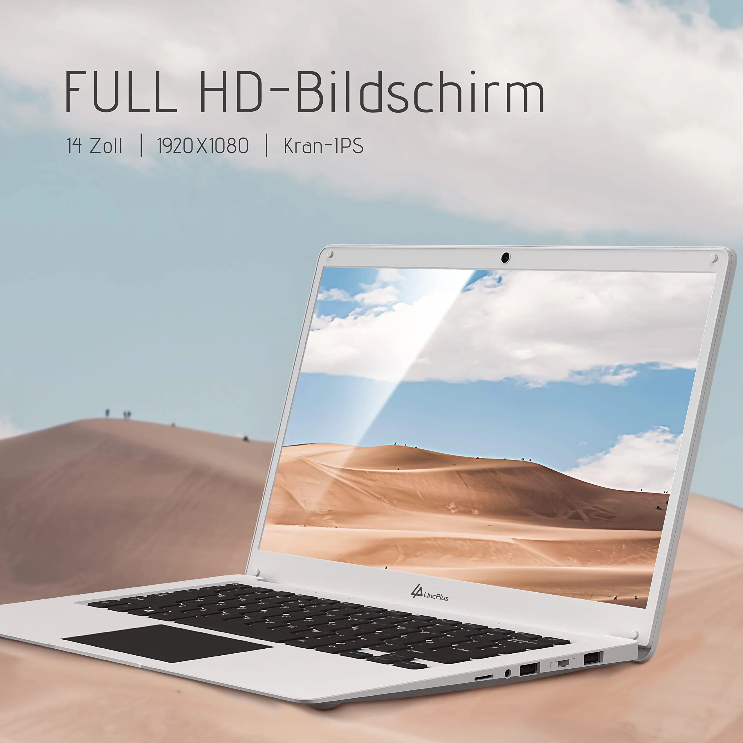 LincPlus Laptop Notebook 14 Zoll Full HD 4GB RAM + 128GB Netbook mit QWERTZ Tastaturlayout für Home/Office, Windows 10 S - Image 6