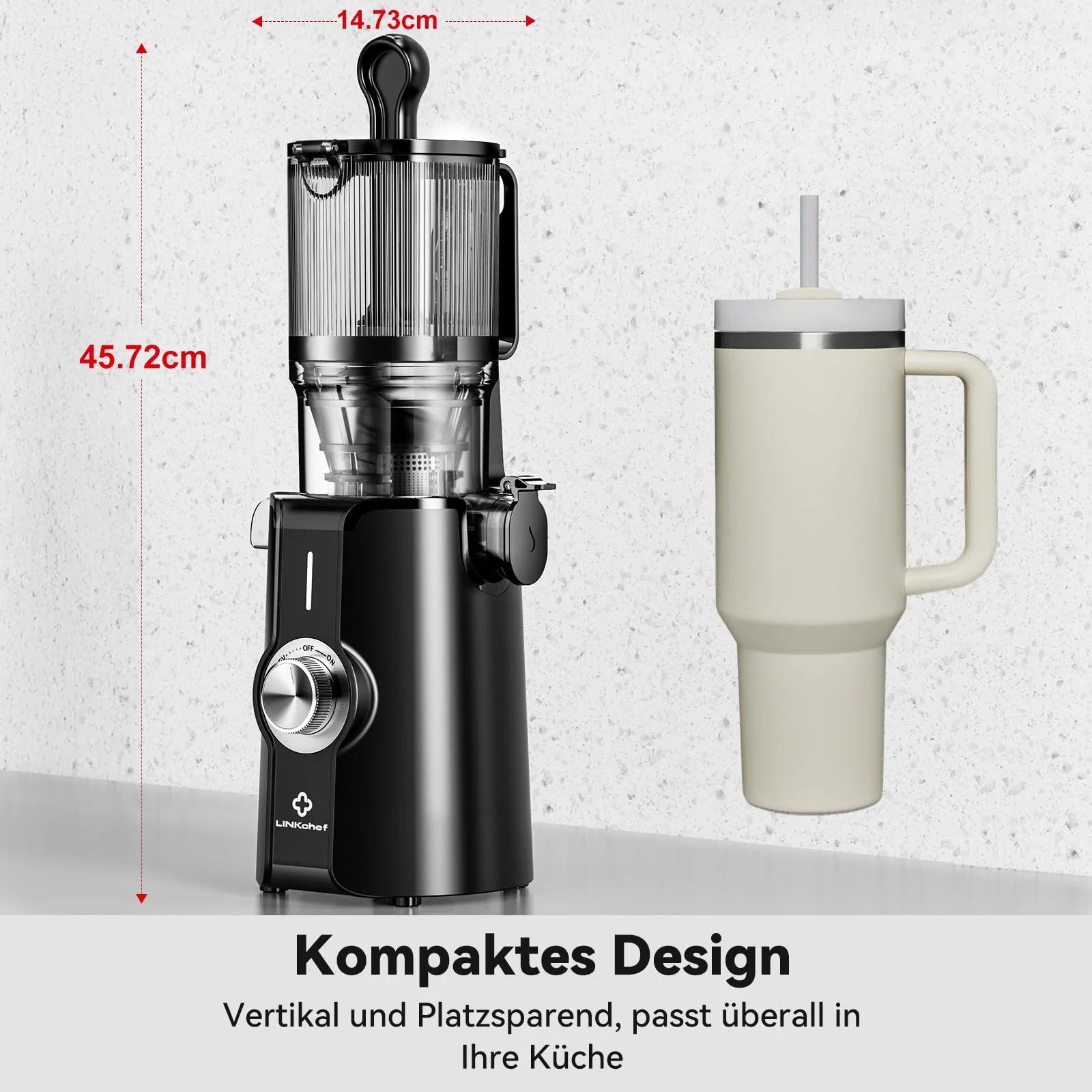 LINKChef Schnellreinigungs Entsafter, NO-Prep Entsafter Gemüse und Obst, Blitzreiniger Saftpresse Slow Juicer Testsieger mit Einfacher Installation, BPA Frei, 115mm, 1.2L, 200w Hellgrün - Image 9