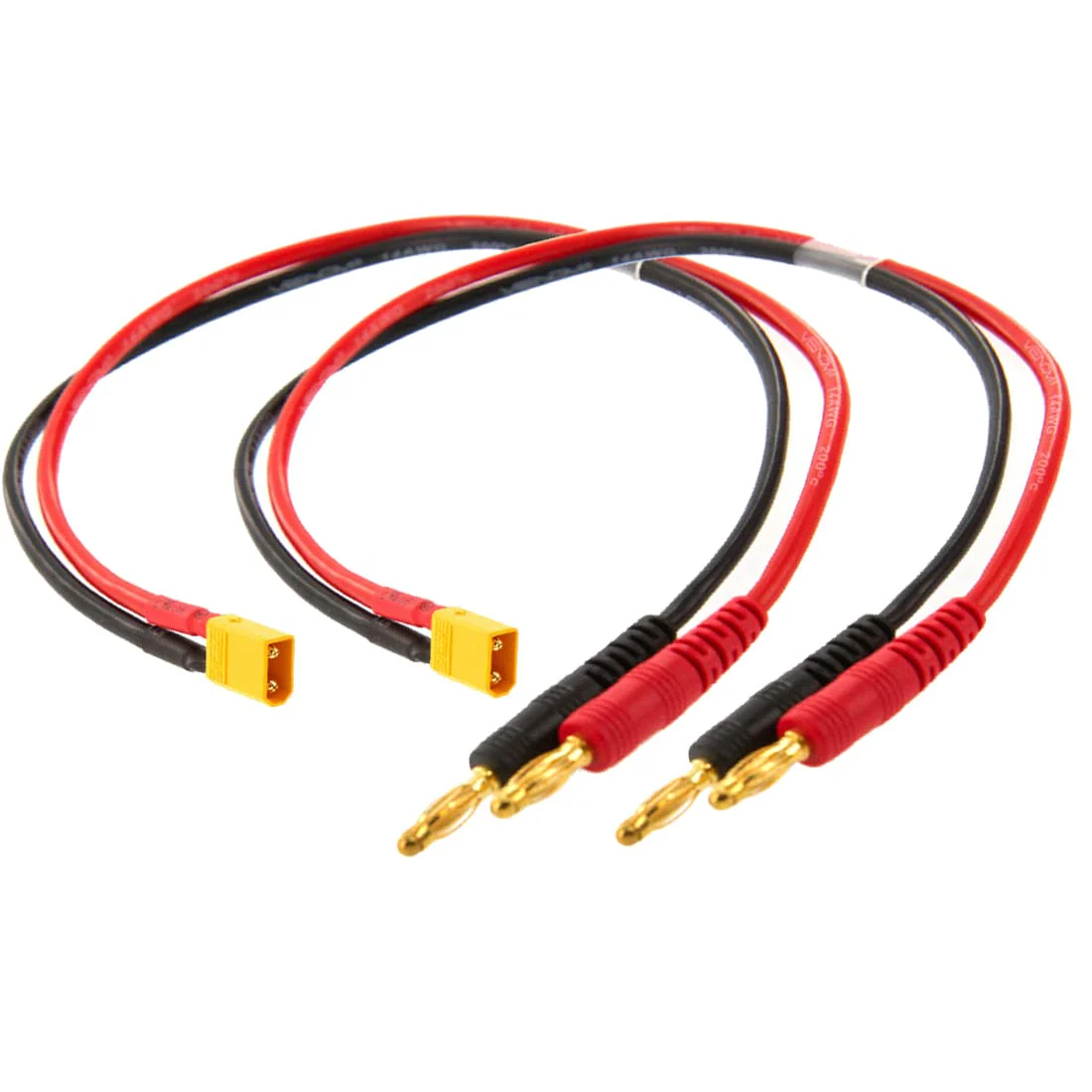 LinsyRC 2-Pack XT30 Männlich auf 4MM 4.0MM Bananenstecker Rundstecker RC Akku Ladekabel Adapter für RC Helikopter Quadcopter Lipo Akku (XT30 Ladekabel)