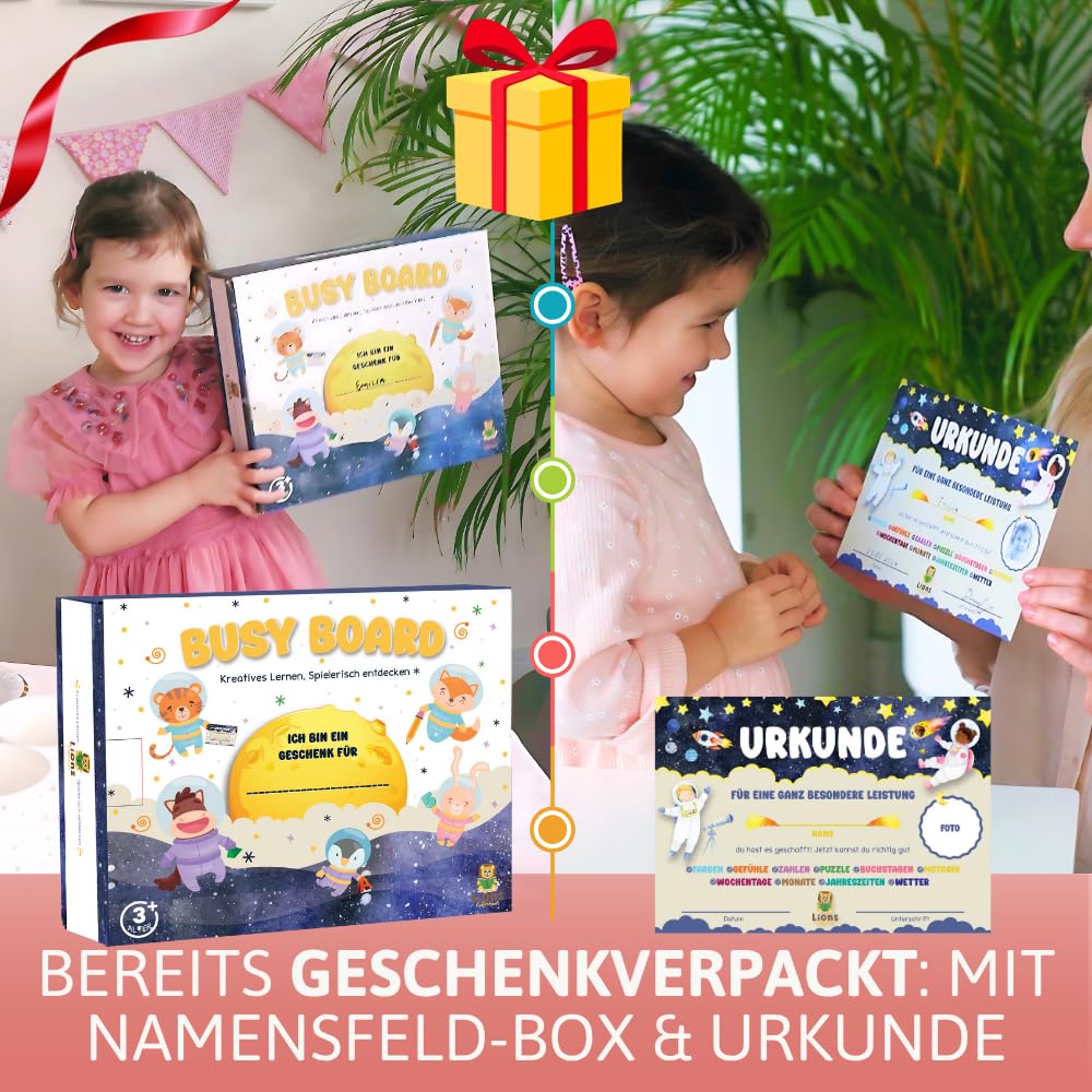 Lion’s Collection® Busy Board Deutsch mit Reisetasche & Montessori Buch – Quiet Book & Busy Book für Kleinkinder ab 3 Jahre – Activity Board, Motorikbuch & Lernbuch – Reisespielzeug Auto & Flugzeug - Image 3