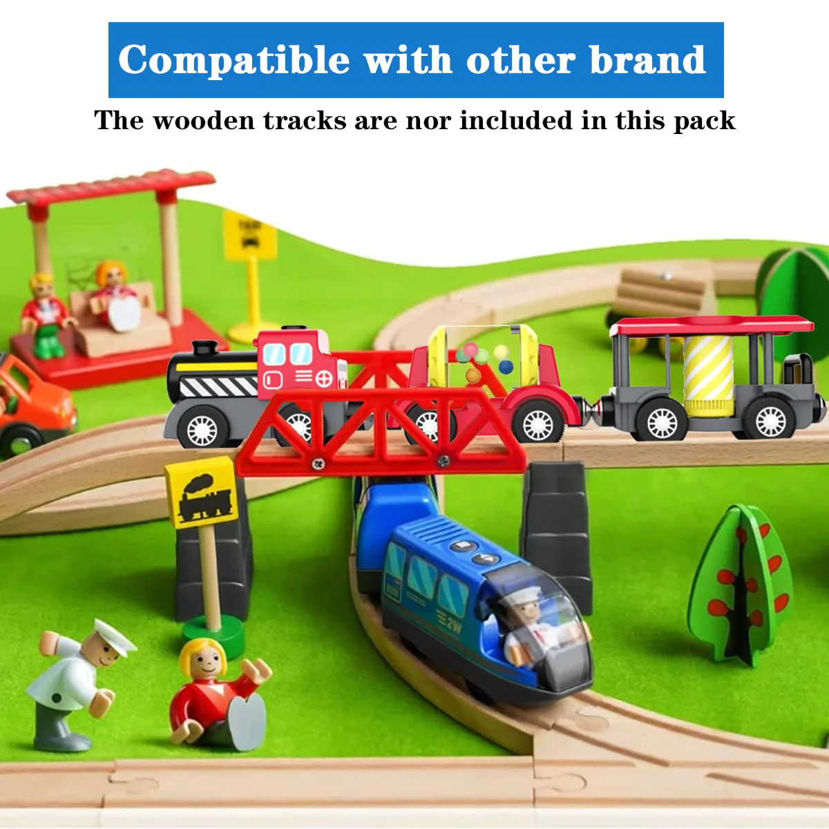 LiRiQi Holzeisenbahn Zug Elektrische, Eisenbahn Lok Kinder, Batteriebetriebener Lokomotivzug, Hohe Geschwindigkeit Spielzeug Kompatibel mit Brio Holzschienen, für Junge Mädchen - Image 7