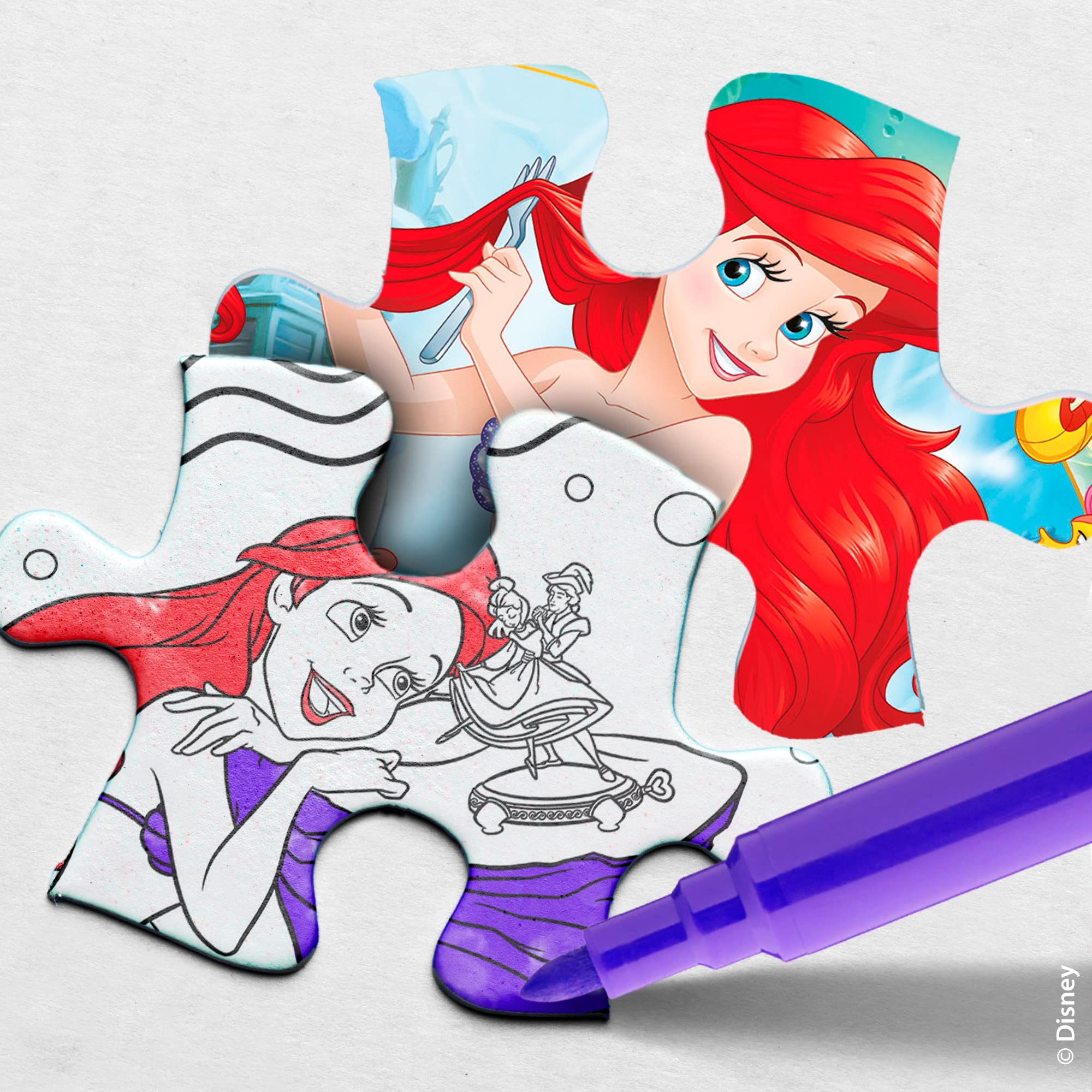 Lisciani - DISNEY Puzzle Ariel - Rekreieren und Kolorieren Sie die Szenen Ihrer Lieblingsboxen - Ab 7 Jahren - GROSSFORMAT-PUZZLE mit 250 Teilen - fördert die Geschicklichkeit - Image 3