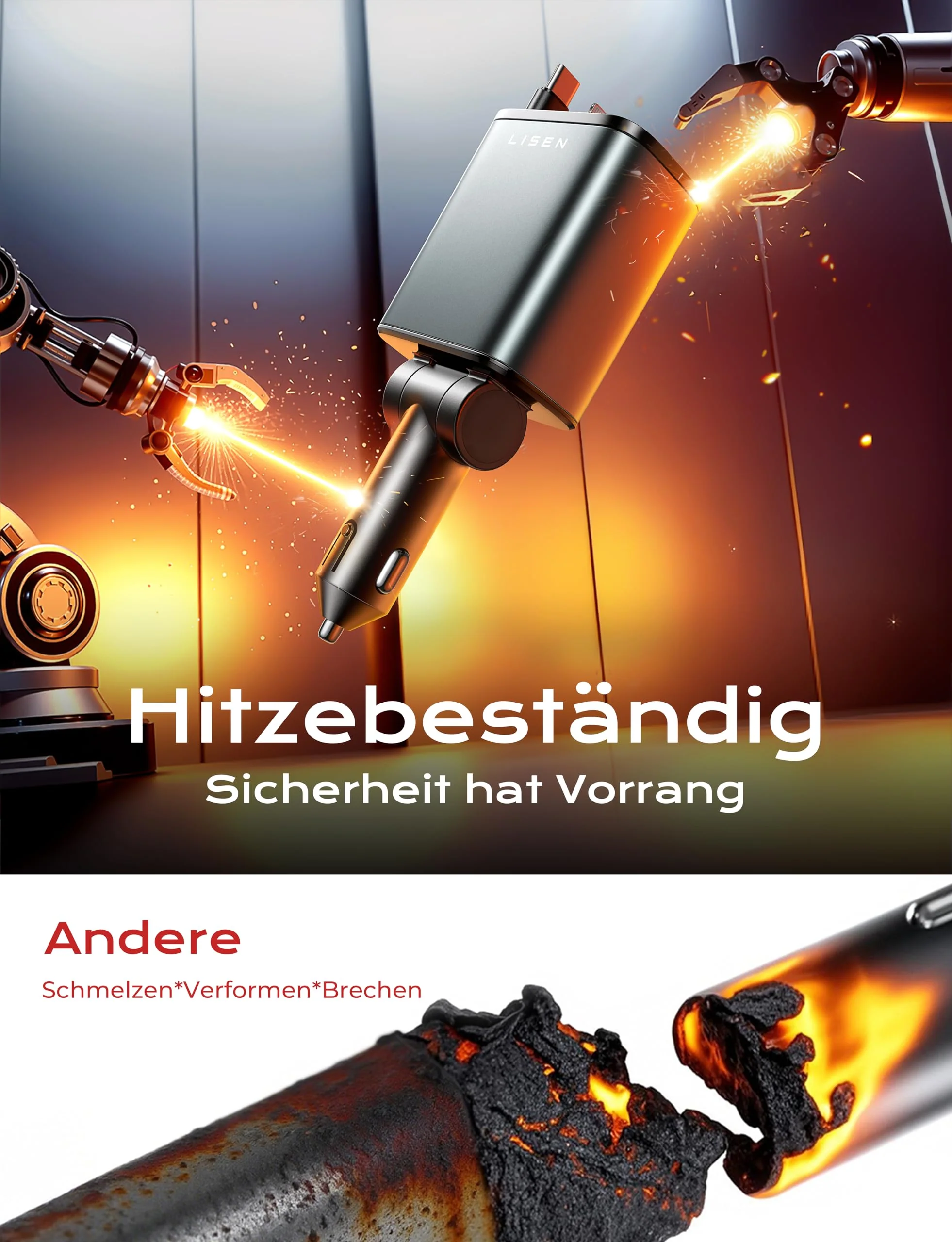 LISEN 4 in 1 Zigarettenanzünder USB C 69W Auto Ladegerät - 12V USB Adapter Auto Zubehör Elektronik, Weihnachts Geschenke für Männer Frauen, Car Gadgets Accessoires für iPhone 17 Pro Max Air, Xiaomi 17 - Image 6