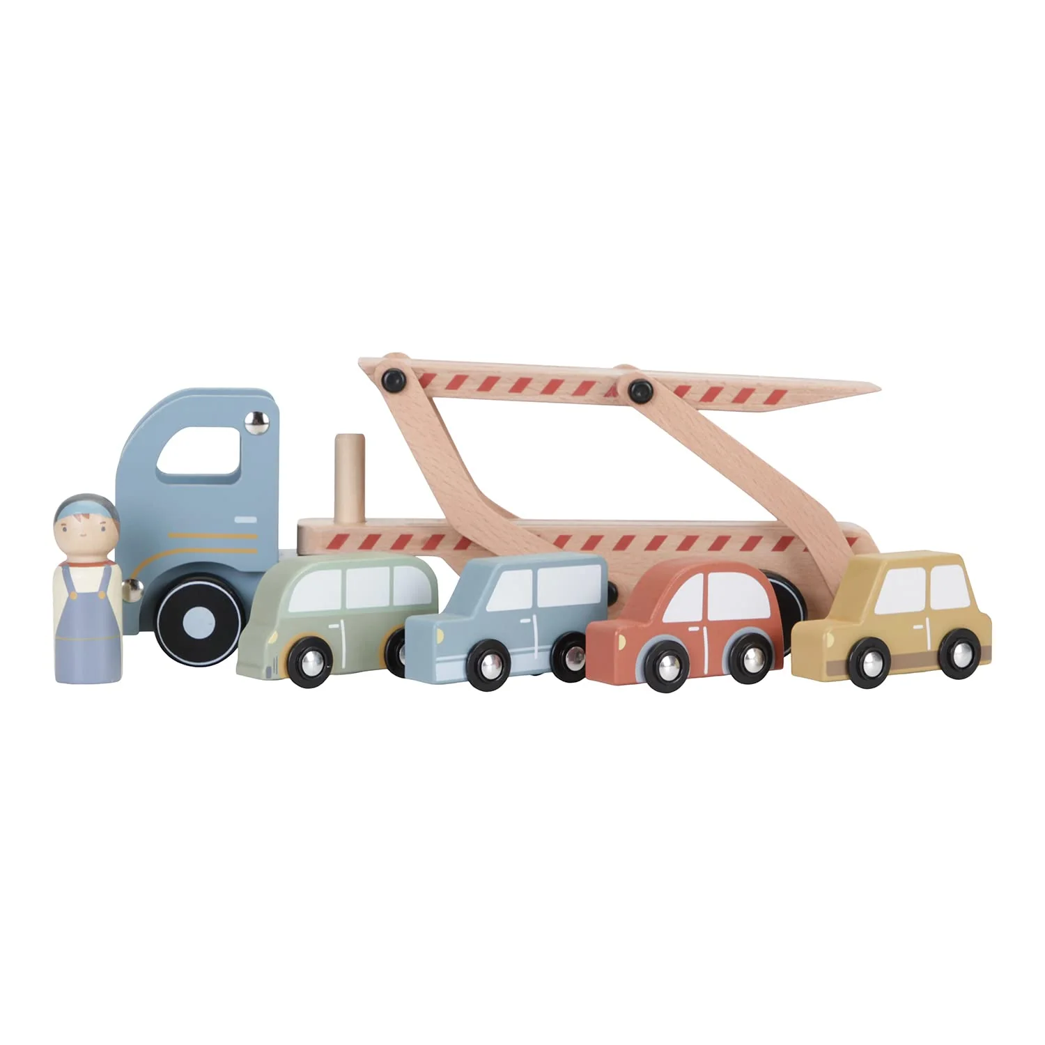 Little Dutch 7095 FSC Holz Autotransporter inkl. 4 Autos Blau - Image 6