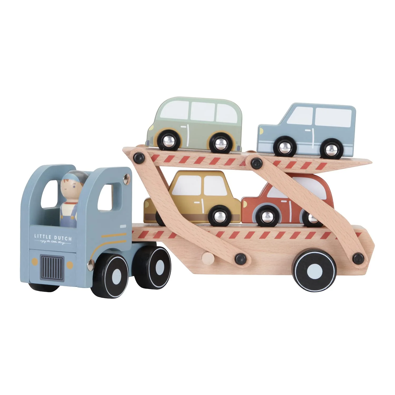 Little Dutch 7095 FSC Holz Autotransporter inkl. 4 Autos Blau - Image 8
