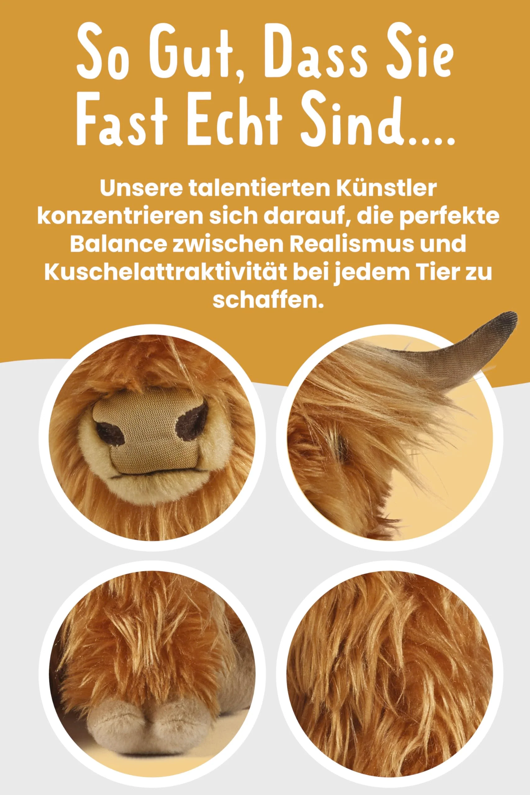 Living Nature Hochlandrind mit Muh-Ton, realistisches weiches kuschliges Farmspielzeug, Naturli umweltfreundliches Plüschtier, Braun, 22 cm - Image 5