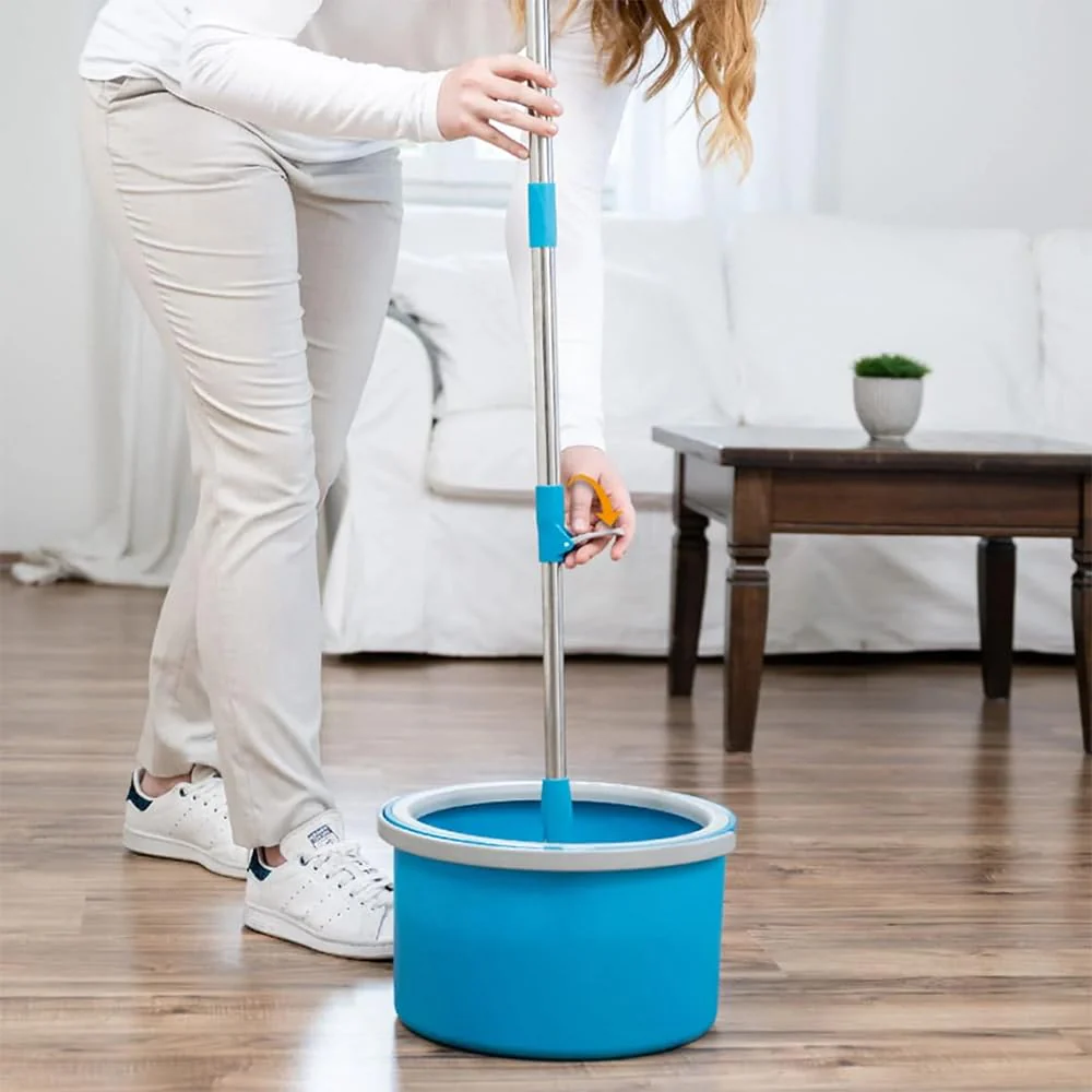 LIVINGTON Clean Water Spin Mop - Wischmop Set mit Zwei-Kammer-Filtersystem - trennt Schmutzwasser von Frischwasser - Bodenwischer für jeden Boden - mit Neuer 135cm Langer Stange - Auswringfunktion - Image 9