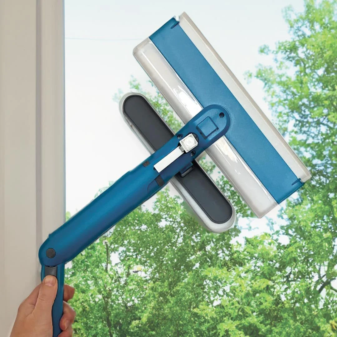 Livington Window Buddy - Doppelpack - 3 in 1 Fensterreinigungsgerät - Fensterabzieher mit Verlängerungsstange - Fensterwischer - Duschabzieher - Für Glasflächen, Fenster, Duschwände, Solarmodule
