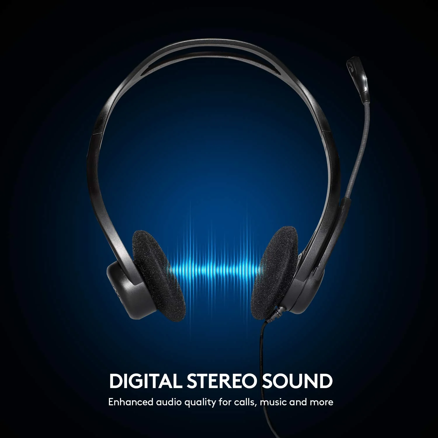 Logitech 960 Kopfhörer, Stereo-Headset, Verstellbares Mikrofon mit Rauschunterdrückung, Integrierter Lautstärkeregler, Stummschaltung, USB-Anschluss, 2.4m Kabel, PC/Mac/Laptop - Schwarz - Image 4