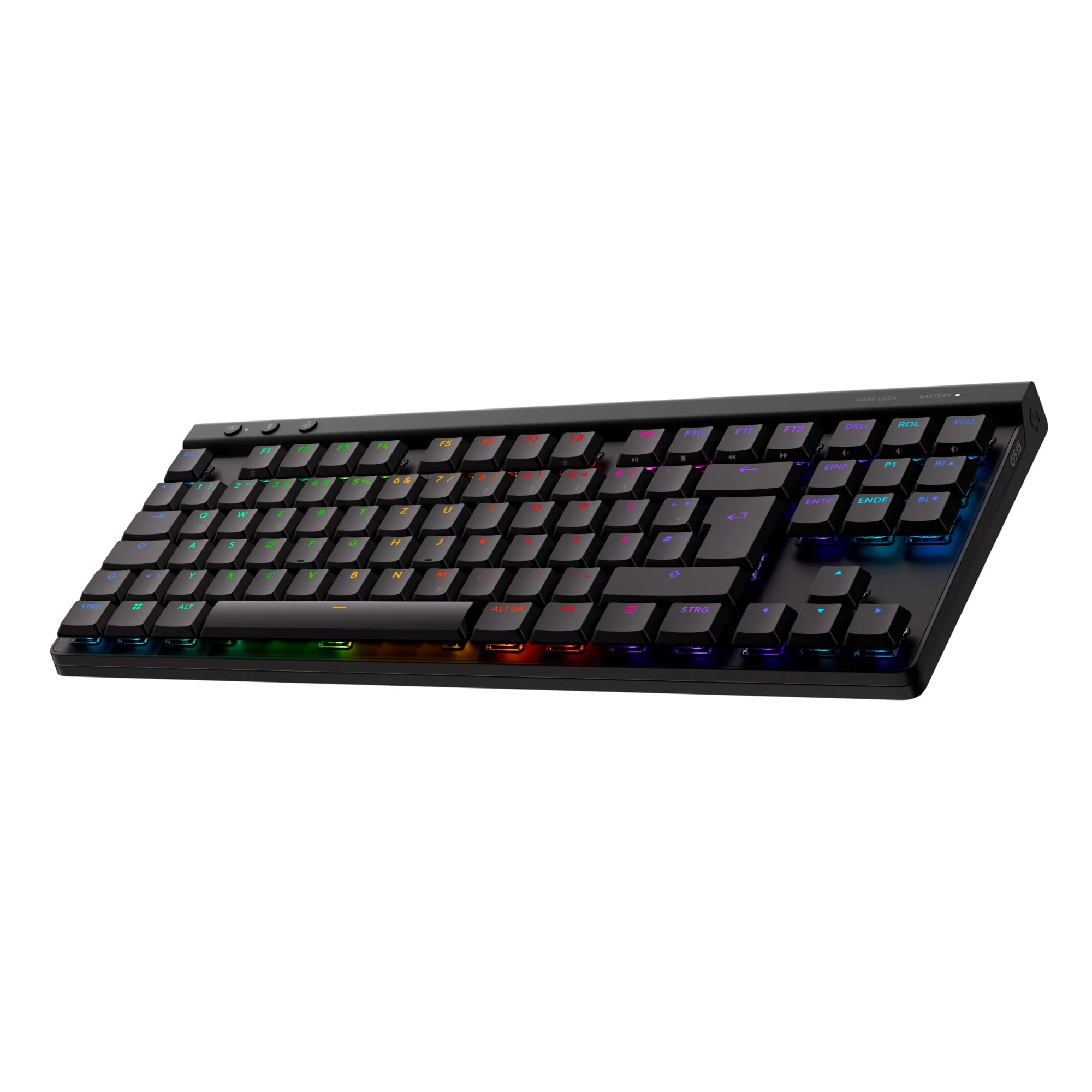 Logitech G G515 LIGHTSPEED TKL kabellose flache Gaming-Tastatur, LIGHTSYNC RGB, dünnes Profil ohne Ziffernblock, PBT-Tastenkappen, lineare mechanische Switches, Deutsches QWERTZ-Layout - Schwarz - Image 9