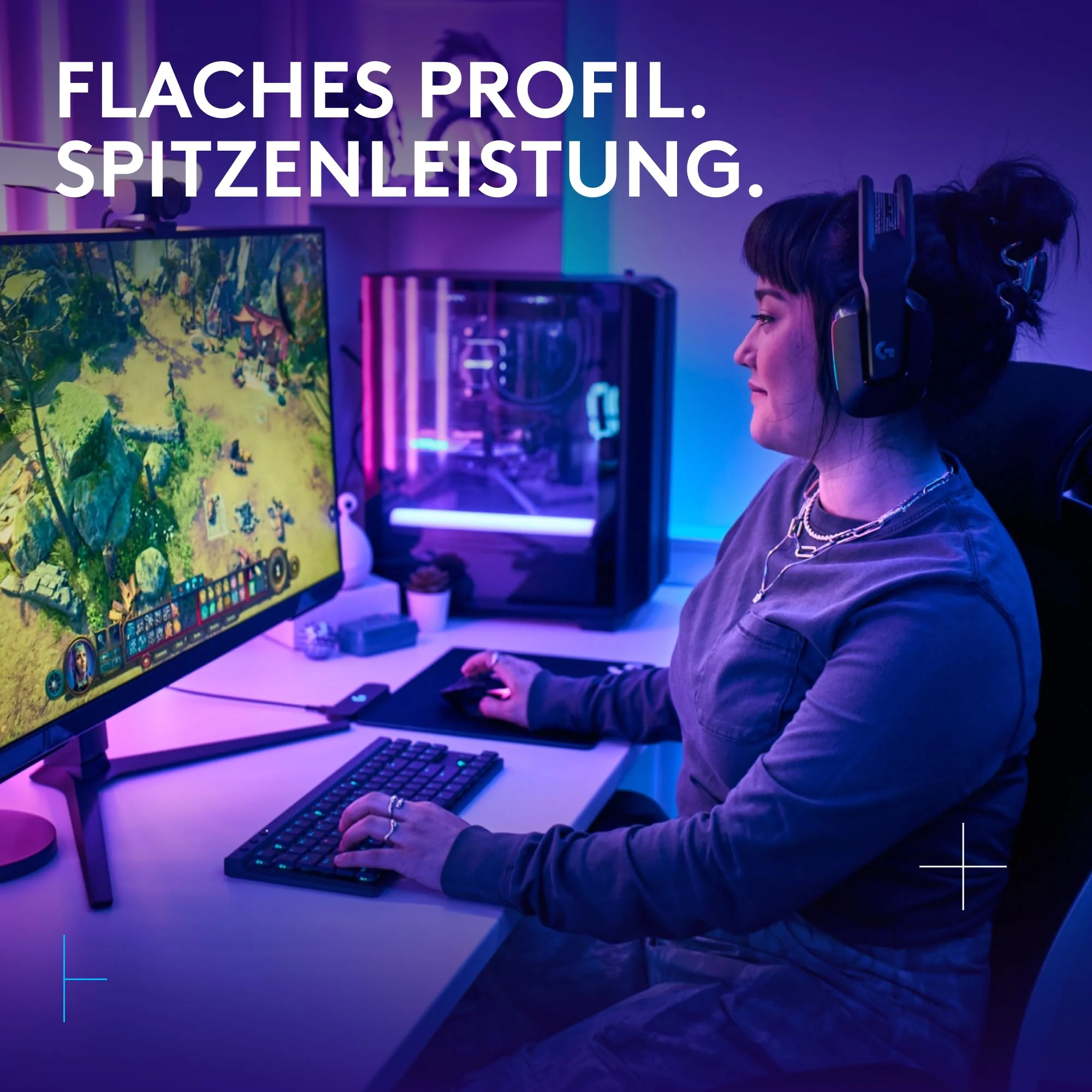 Logitech G G515 LIGHTSPEED TKL kabellose flache Gaming-Tastatur, LIGHTSYNC RGB, dünnes Profil ohne Ziffernblock, PBT-Tastenkappen, taktile mechanische Switches, Deutsches QWERTZ-Layout - Schwarz - Image 6