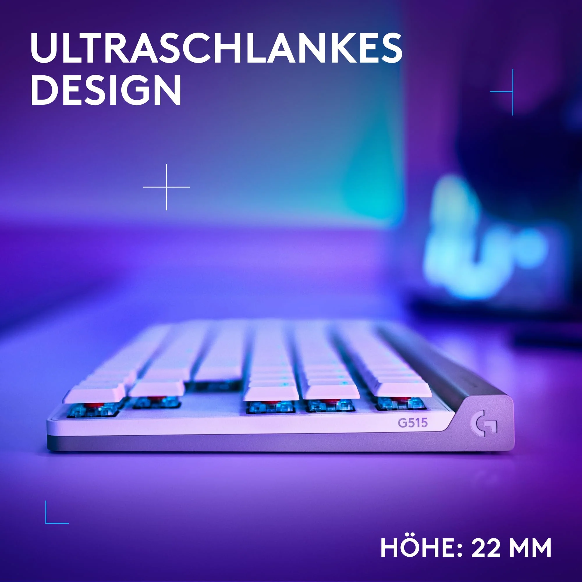 Logitech G G515 LIGHTSPEED TKL kabellose flache Gaming-Tastatur, LIGHTSYNC RGB, dünnes Profil ohne Ziffernblock, PBT-Tastenkappen, taktile mechanische Switches, Deutsches QWERTZ-Layout - Weiß - Image 2