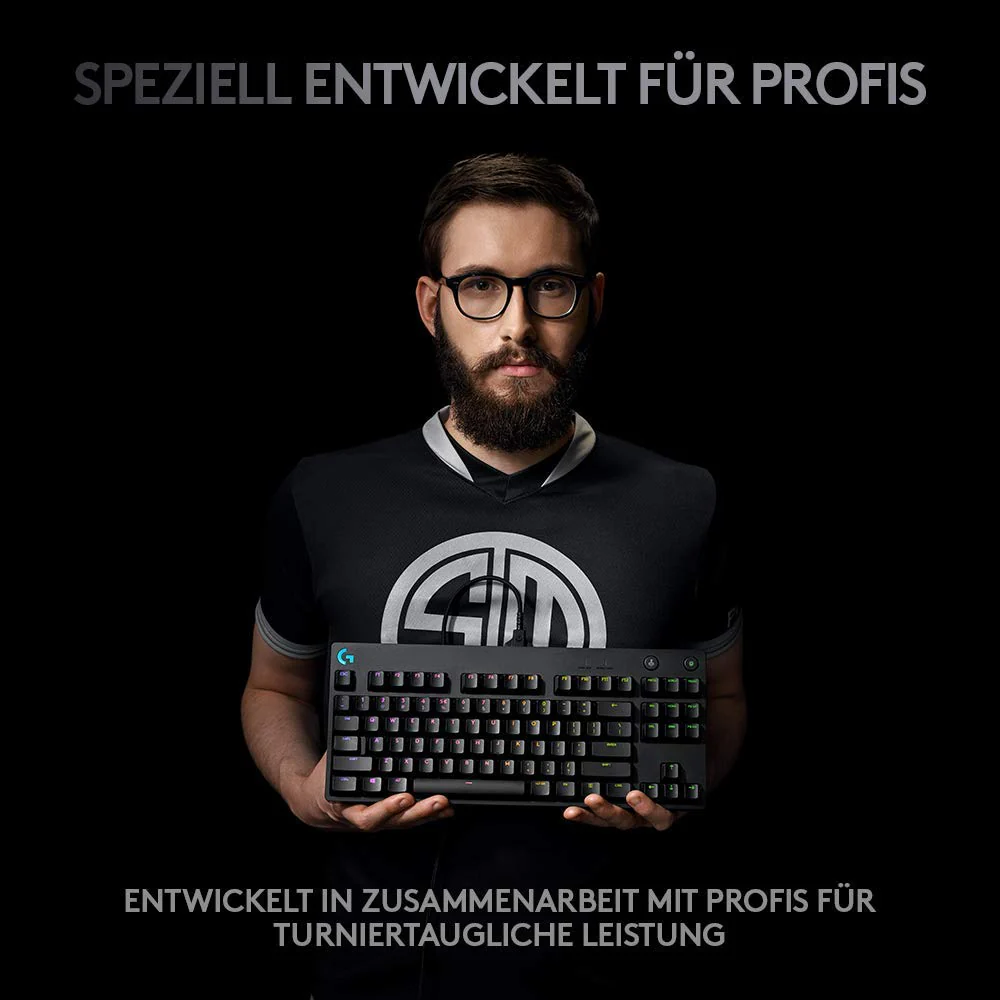 Logitech G PRO Mechanische Gaming-Tastatur – Portable Tenkeyless Design, abnehmbares Micro-USB-Kabel, GX Blue Clicky Switches, LIGHTSYNC RGB Backlit Keys, QWERTZ Deutsch, PC,Mac - Schwarz - Image 4