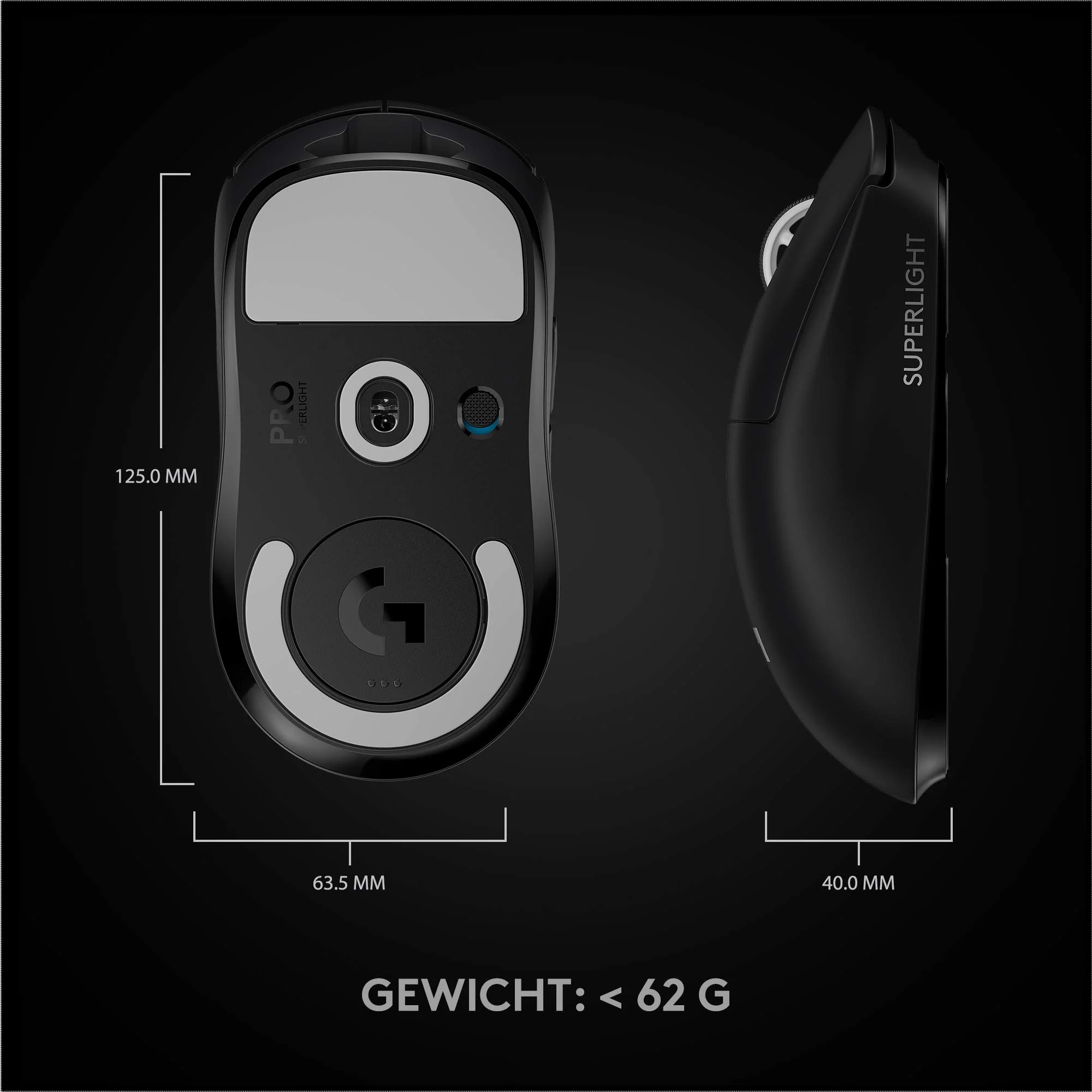Logitech G PRO X SUPERLIGHT kabellose Gaming-Maus mit HERO 25K Sensor, Ultra-leicht mit 63g, 5 programmierbare Tasten, 70 Stunden Akkulaufzeit, PTFE-Füße ohne Zusatzstoffe, PC/Mac - Schwarz - Image 3