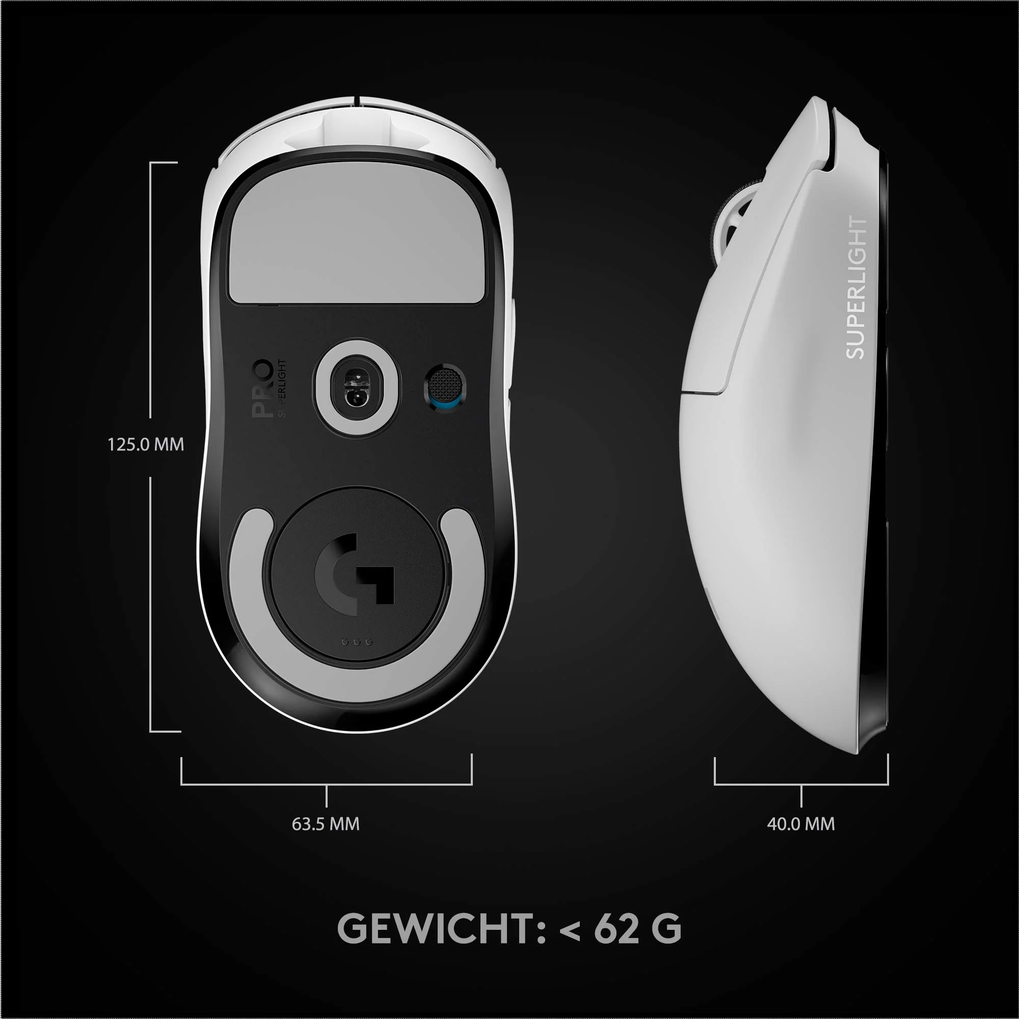Logitech G PRO X SUPERLIGHT kabellose Gaming-Maus mit HERO 25K Sensor, Ultra-leicht mit 63g, 5 programmierbare Tasten, 70 Stunden Akkulaufzeit, PTFE-Füße ohne Zusatzstoffe, PC/Mac - Weiß - Image 2