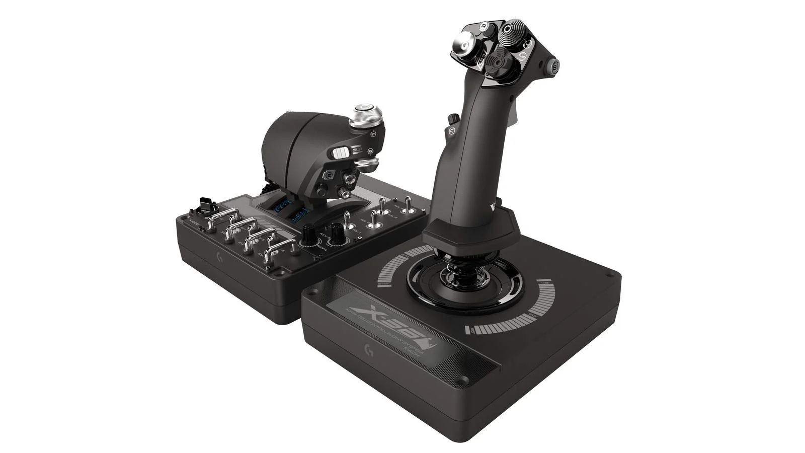 Logitech G X56 H.O.T.A.S. Schubregler & Stick-Controller für Weltraum-Simulationen, 6 Freiheitsgrade, 4 Federoptionen, +189 Programmierbare Befehle, RGB-Beleuchtung, 2x USB-Anschluss, PC - Schwarz - Image 2