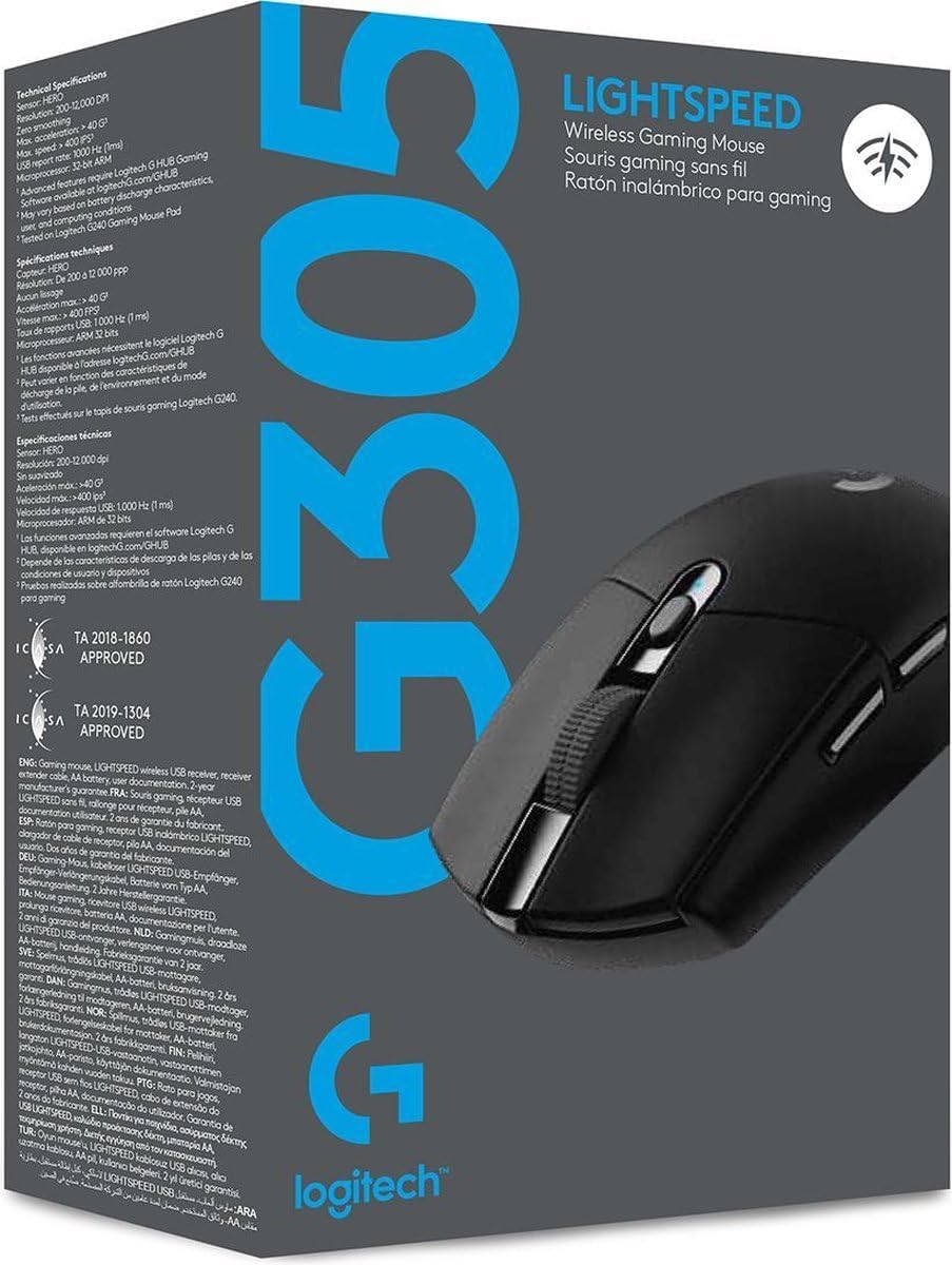 Logitech G305 LIGHTSPEED kabellose Gaming-Maus mit HERO 12K DPI Sensor, Wireless Verbindung, 6 programmierbare Tasten, 250 Stunden Akkulaufzeit, Leichtgewicht, PC/Mac - Schwarz - Image 2