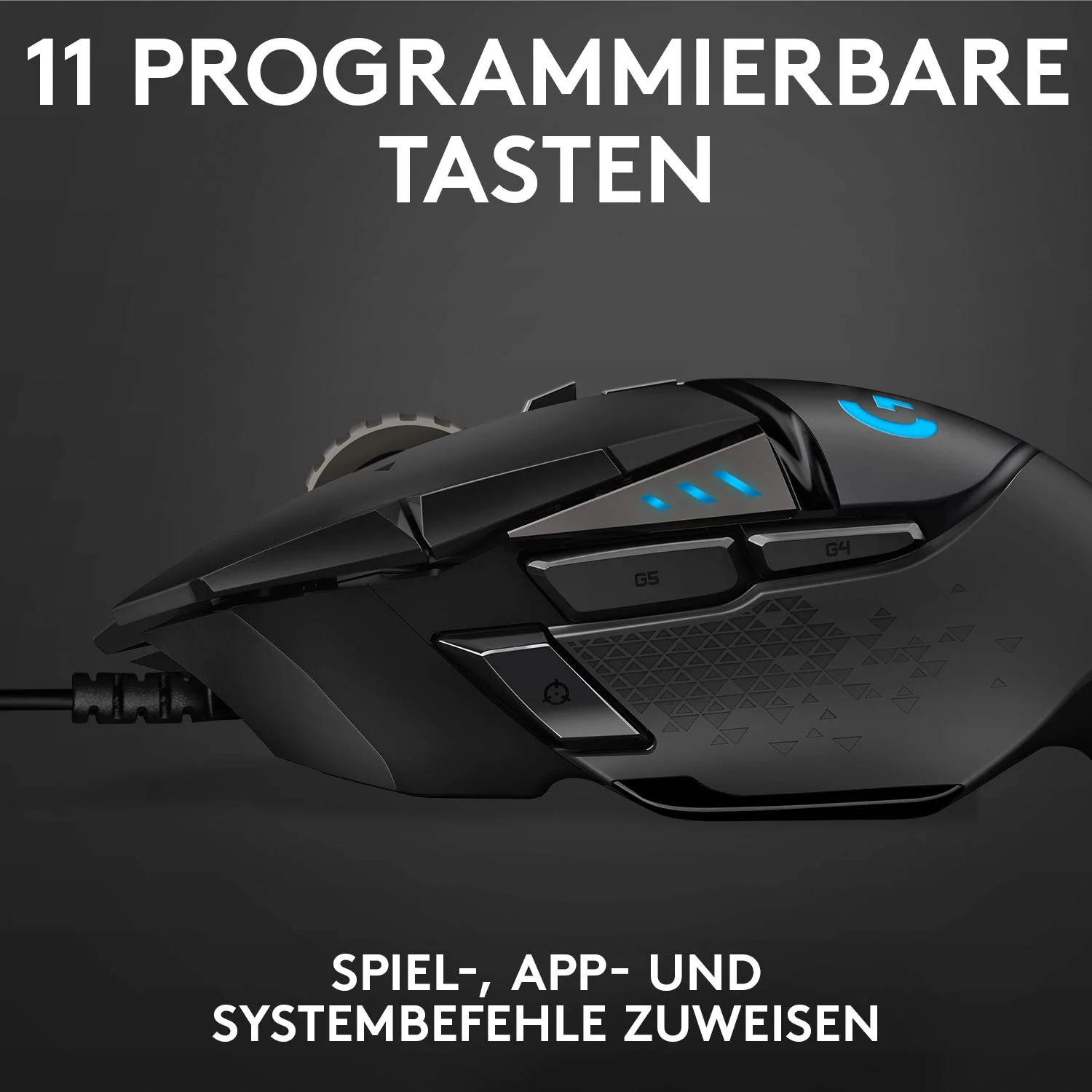 Logitech G502 HERO High-Performance Gaming-Maus mit HERO 25K DPI optischem Sensor, RGB-Beleuchtung, Gewichtstuning, 11 programmierbare Tasten, anpassbare Spielprofile, PC/Mac - Schwarz - Image 10