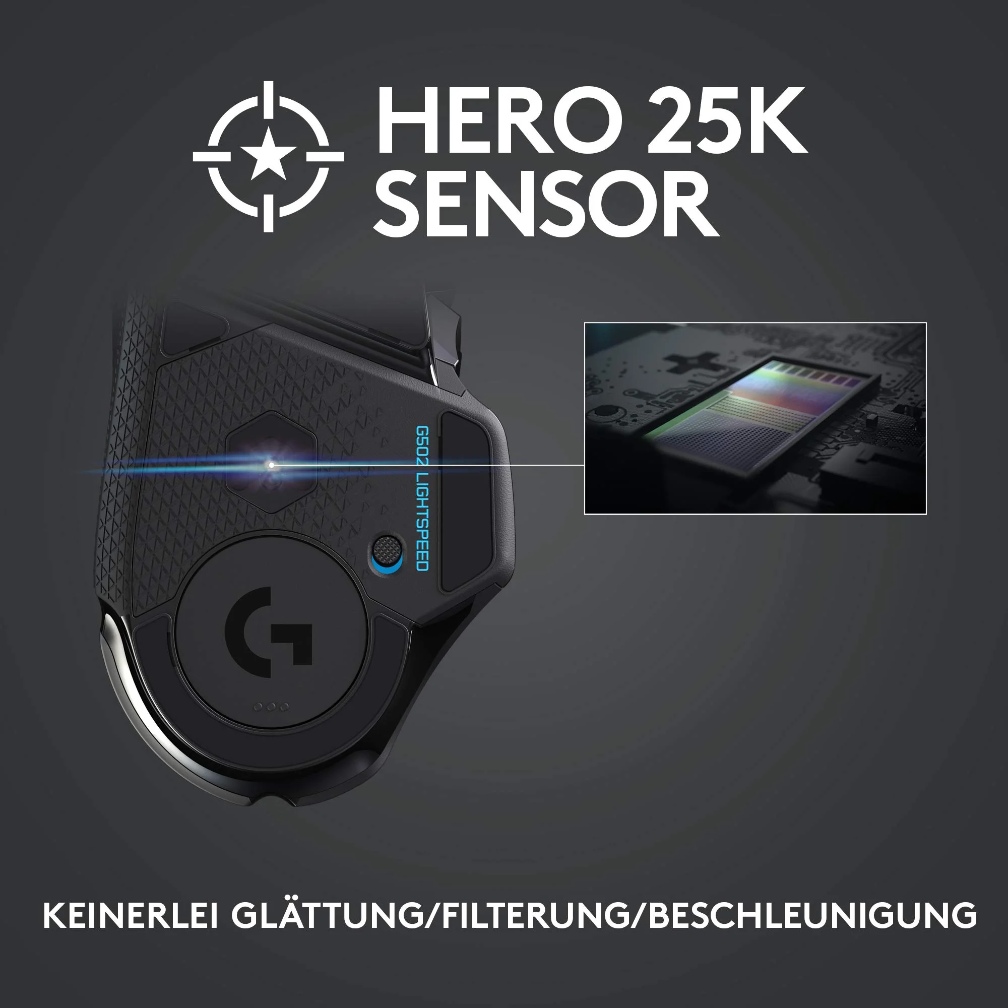 Logitech G502 LIGHTSPEED kabellose Gaming-Maus mit HERO 25K DPI Sensor, Wireless Verbindung, USB-Anschluss, RGB-Beleuchtung, Gewichtstuning, POWERPLAY-kompatibel, PC/Mac - Schwarz - Image 7