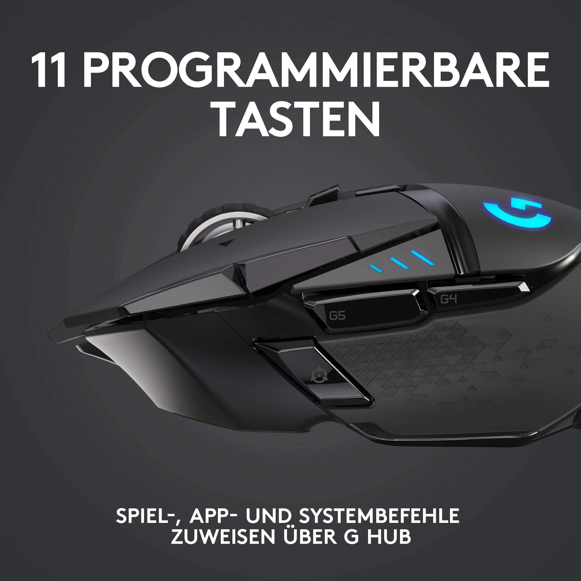 Logitech G502 LIGHTSPEED kabellose Gaming-Maus mit HERO 25K DPI Sensor, Wireless Verbindung, USB-Anschluss, RGB-Beleuchtung, Gewichtstuning, POWERPLAY-kompatibel, PC/Mac - Schwarz - Image 11