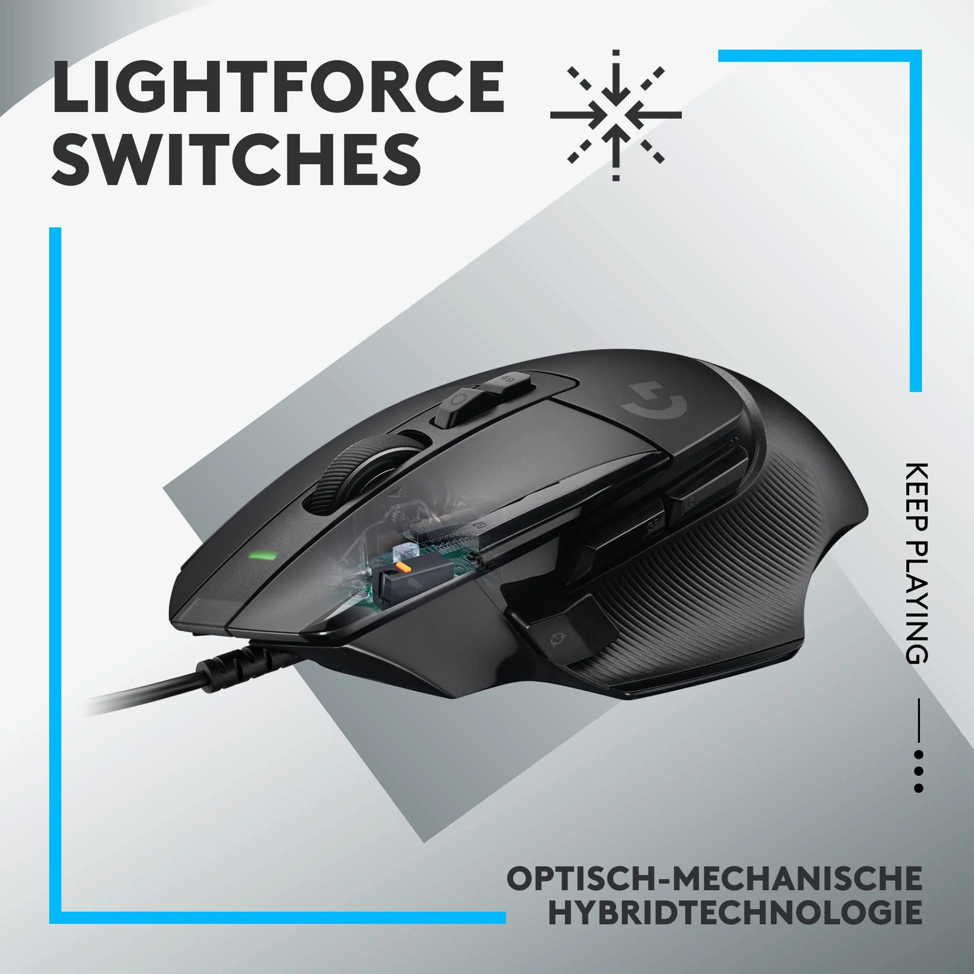 Logitech G502 X Kabelgebundene Gaming-Maus - LIGHTFORCE Hybrid optisch-mechanische Primärschalter, HERO 25K Gaming-Sensor, Kompatibel PC - macOS/Windows - Schwarz - Image 6