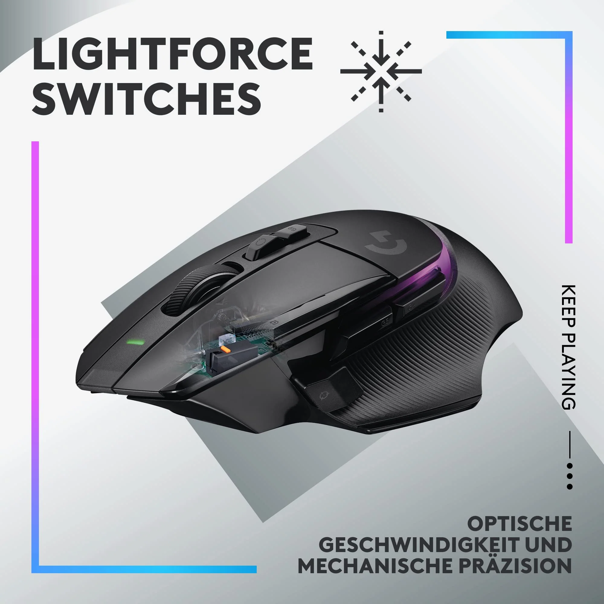 Logitech G502 X PLUS LIGHTSPEED Kabellose RGB-Gaming-Maus - Optische Maus mit LIGHTFORCE Hybridschaltern, LIGHTSYNC RGB, HERO 25K Gaming-Sensor, Kompatibel mit PC - macOS/Windows - Schwarz - Image 7