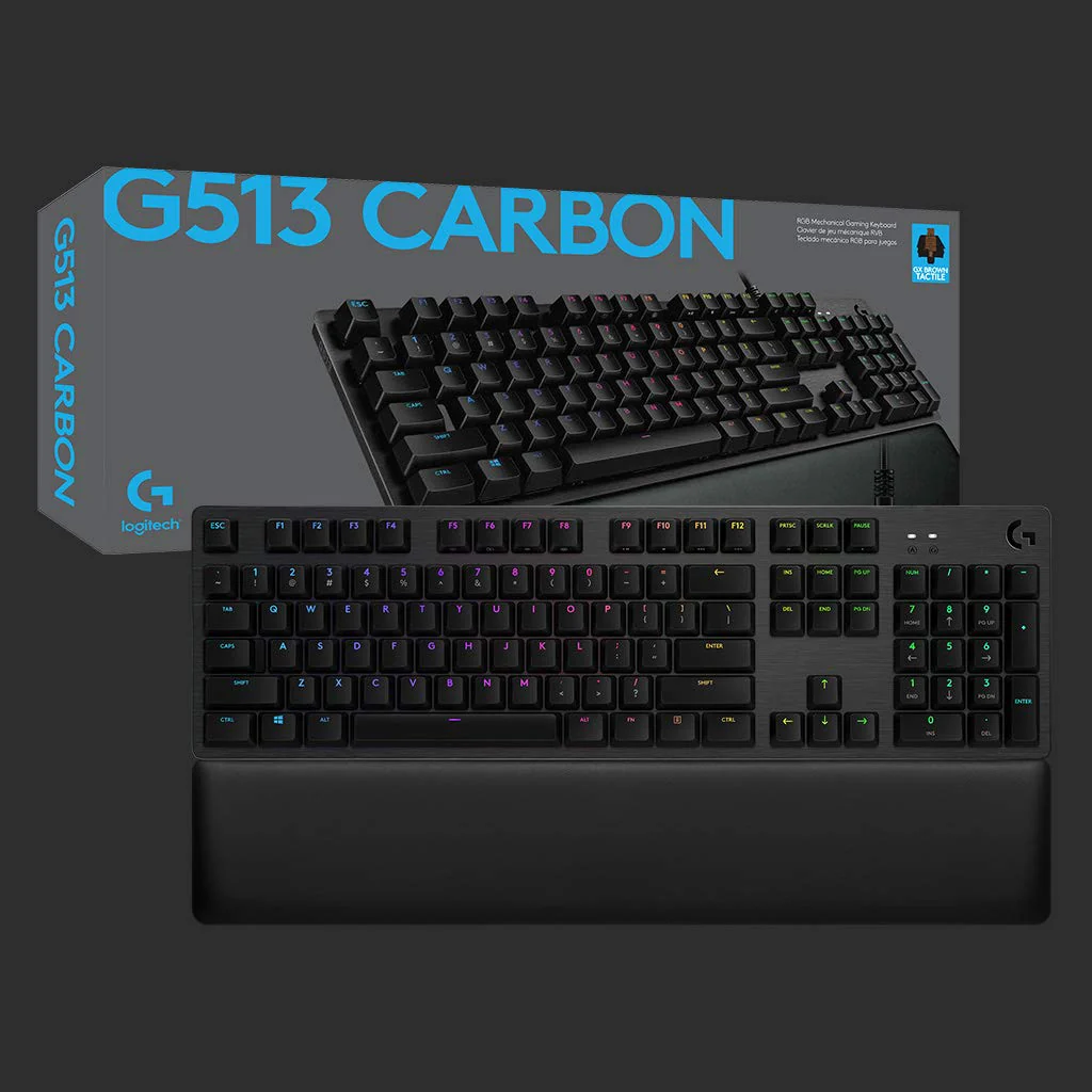 Logitech G513 mechanische Gaming-Tastatur, GX Brown Taktile Switches, RGB-Beleuchtung, USB-Durchschleife, Handballenauflage mit Memory Foam, Aluminium-Gehäuse, Deutsches QWERTZ-Layout - Carbon/Schwarz - Image 13