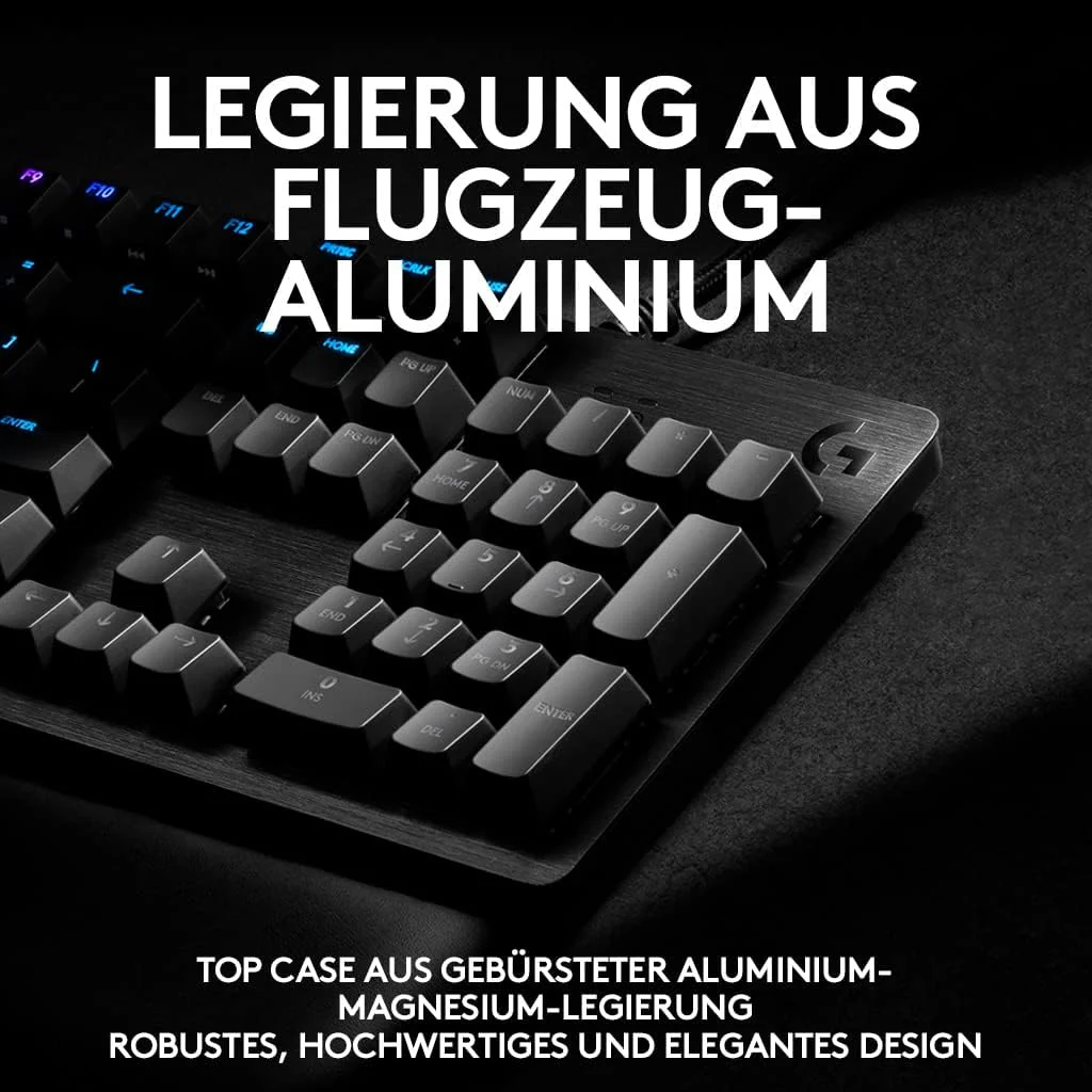 Logitech G513 mechanische Gaming-Tastatur, GX Brown Taktile Switches, RGB-Beleuchtung, USB-Durchschleife, Handballenauflage mit Memory Foam, Aluminium-Gehäuse, Deutsches QWERTZ-Layout - Carbon/Schwarz - Image 14