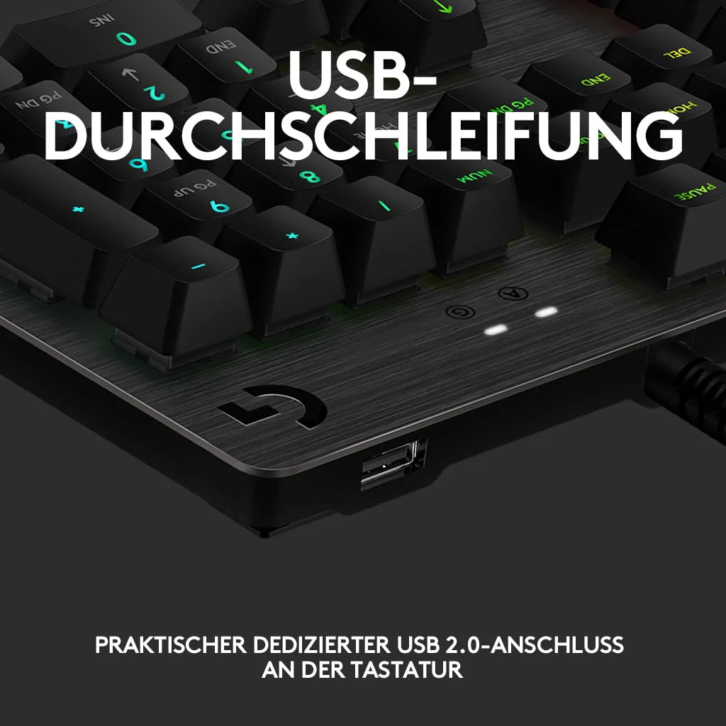 Logitech G513 mechanische Gaming-Tastatur, GX Brown Taktile Switches, RGB-Beleuchtung, USB-Durchschleife, Handballenauflage mit Memory Foam, Aluminium-Gehäuse, Deutsches QWERTZ-Layout - Carbon/Schwarz - Image 18