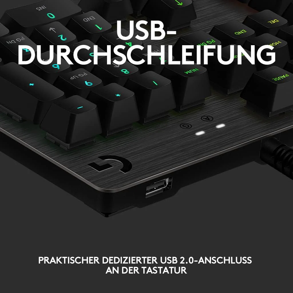 Logitech G513 mechanische Gaming-Tastatur, GX Brown Taktile Switches, RGB-Beleuchtung, USB-Durchschleife, Handballenauflage mit Memory Foam, Aluminium-Gehäuse, Deutsches QWERTZ-Layout - Carbon/Schwarz - Image 5